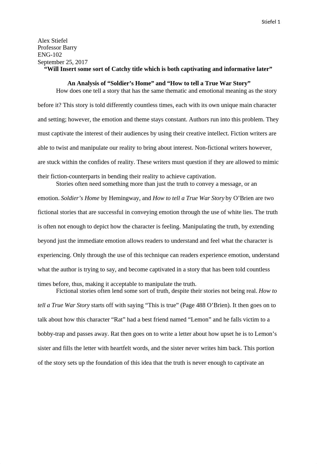 Literary analysis of Soldier's Home and How to tell a True War Story.docx_dopohmz0srz_page1