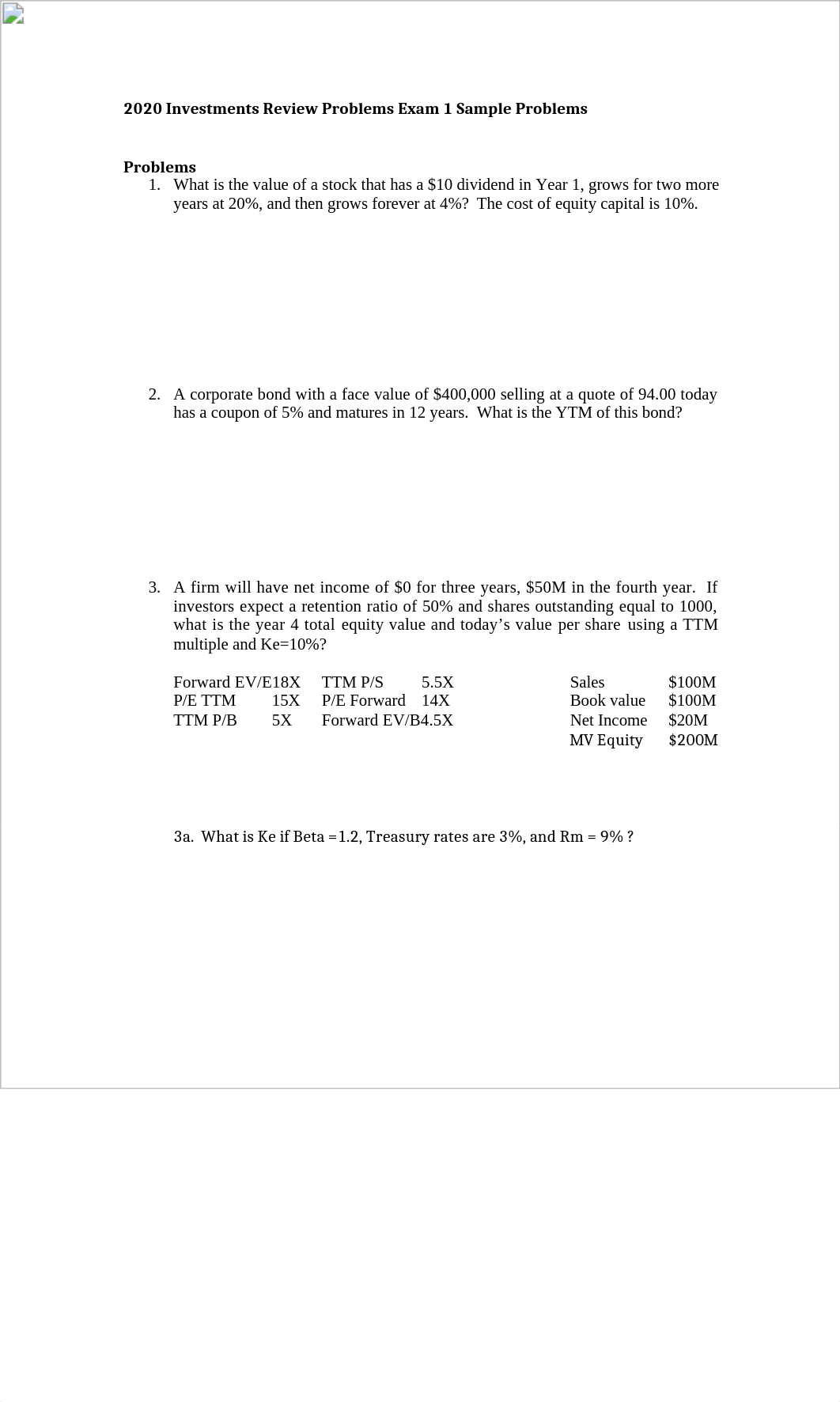 2020 Spr Exam 1 Review Investments Problems.docx_doqczldael8_page1