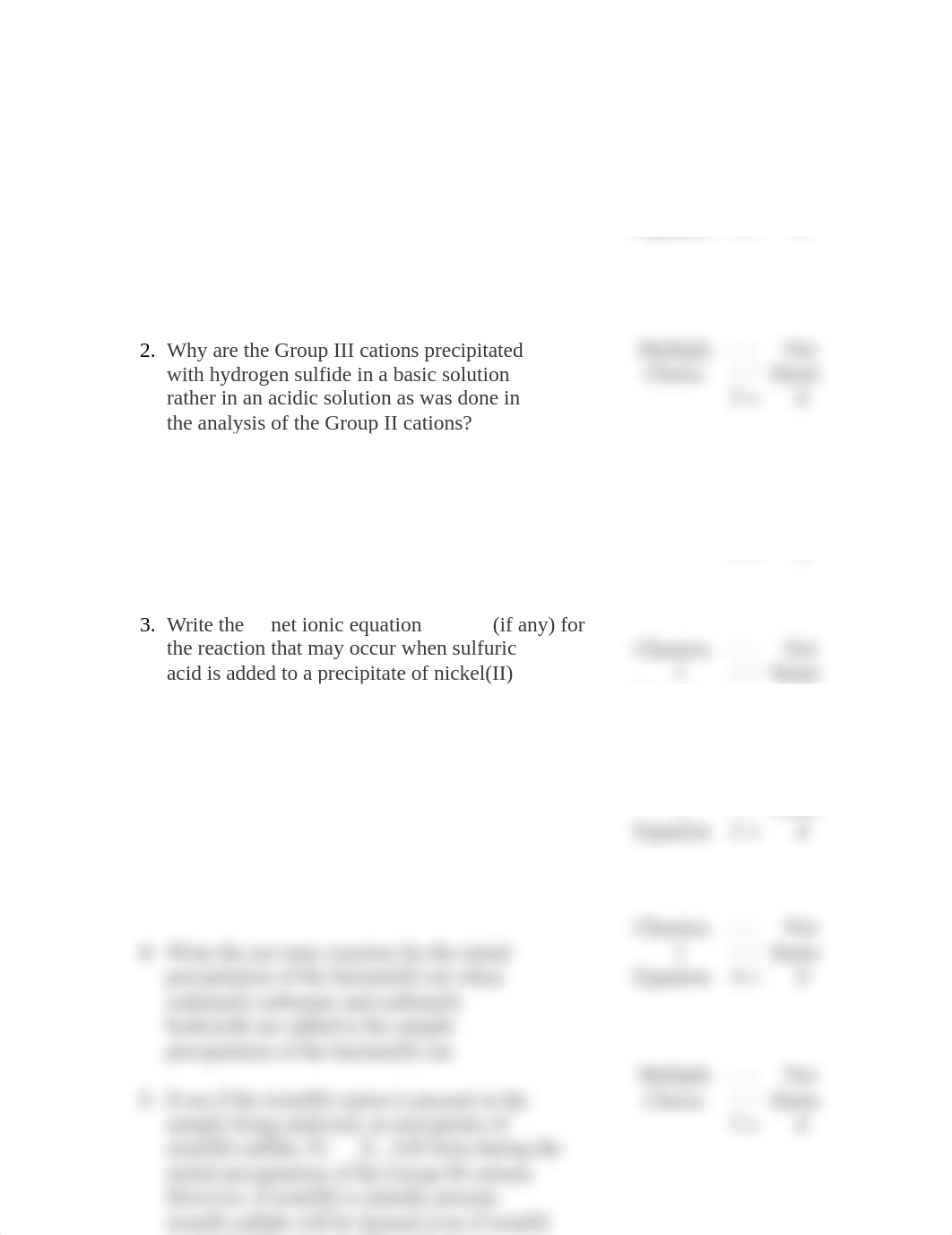 Write the net ionic equation for the reaction that occurs when acetic acid is added to a solution co_doqn2gv1pa9_page1