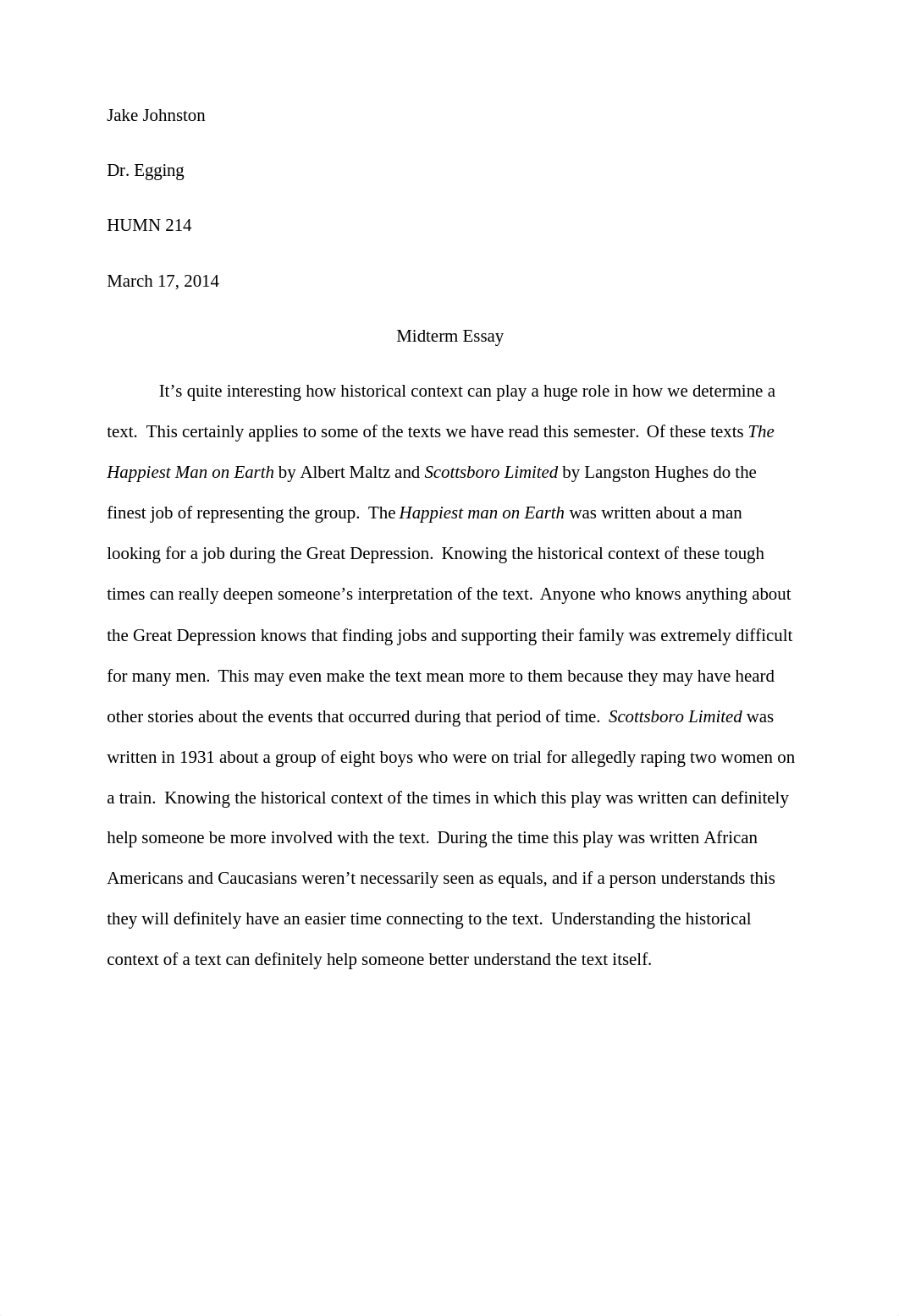 Midterm Essay Humn 214_dorremyu6yz_page1