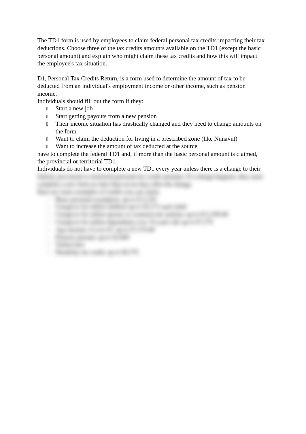 The TD1 form is used by employees to claim federal personal tax credits impacting their tax.docx_dorrxrb0m7s_page1