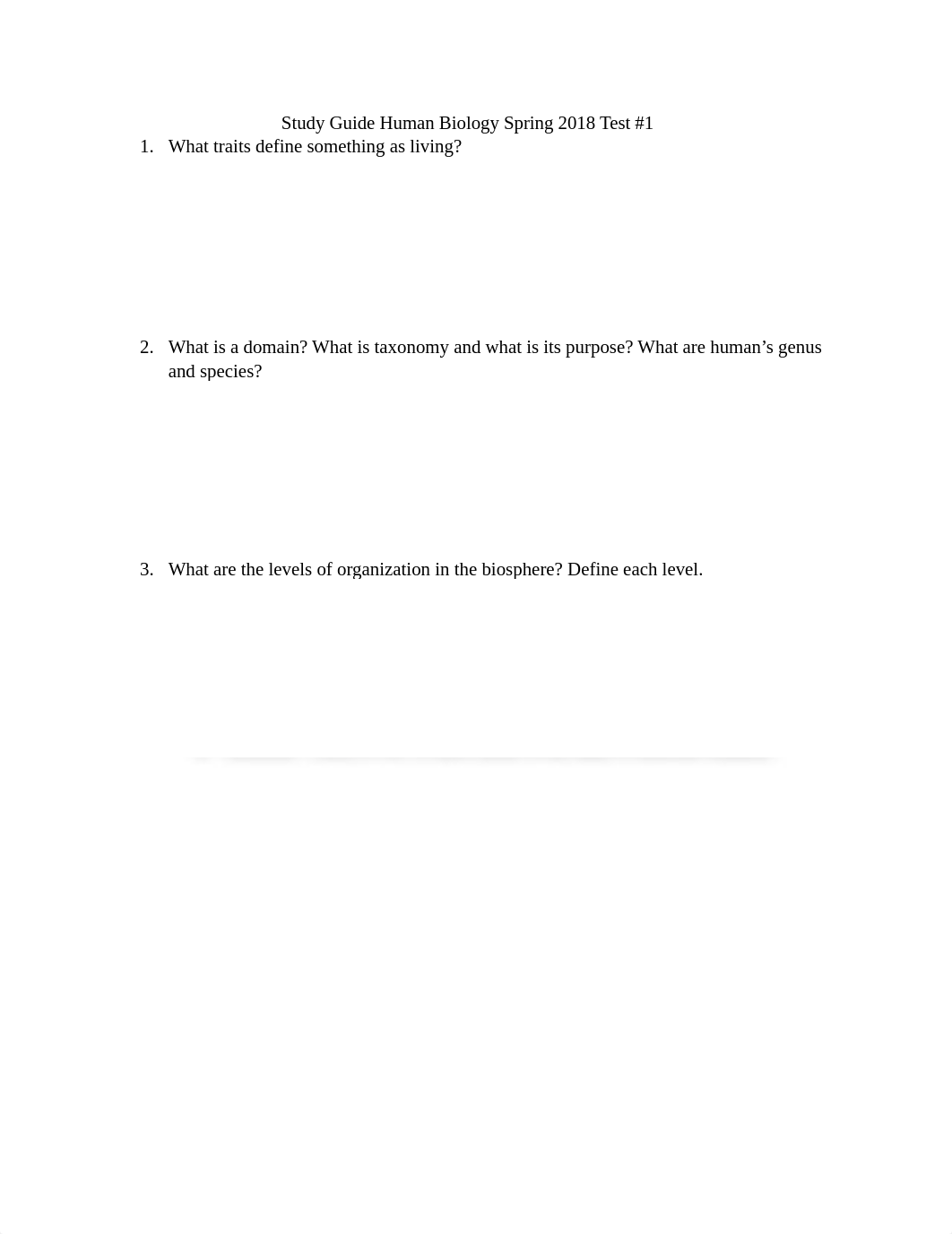 Study Guide Human Biology Spring 2018 Test #1.docx_dot2kzxxruu_page1