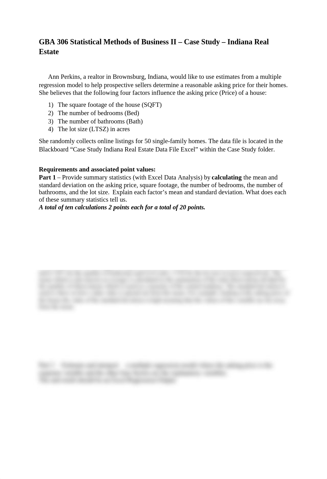 GBA 306 Statistical Methods of Business II - Case Study - Indiana Real Estate.docx_dot8k0hf5xm_page1