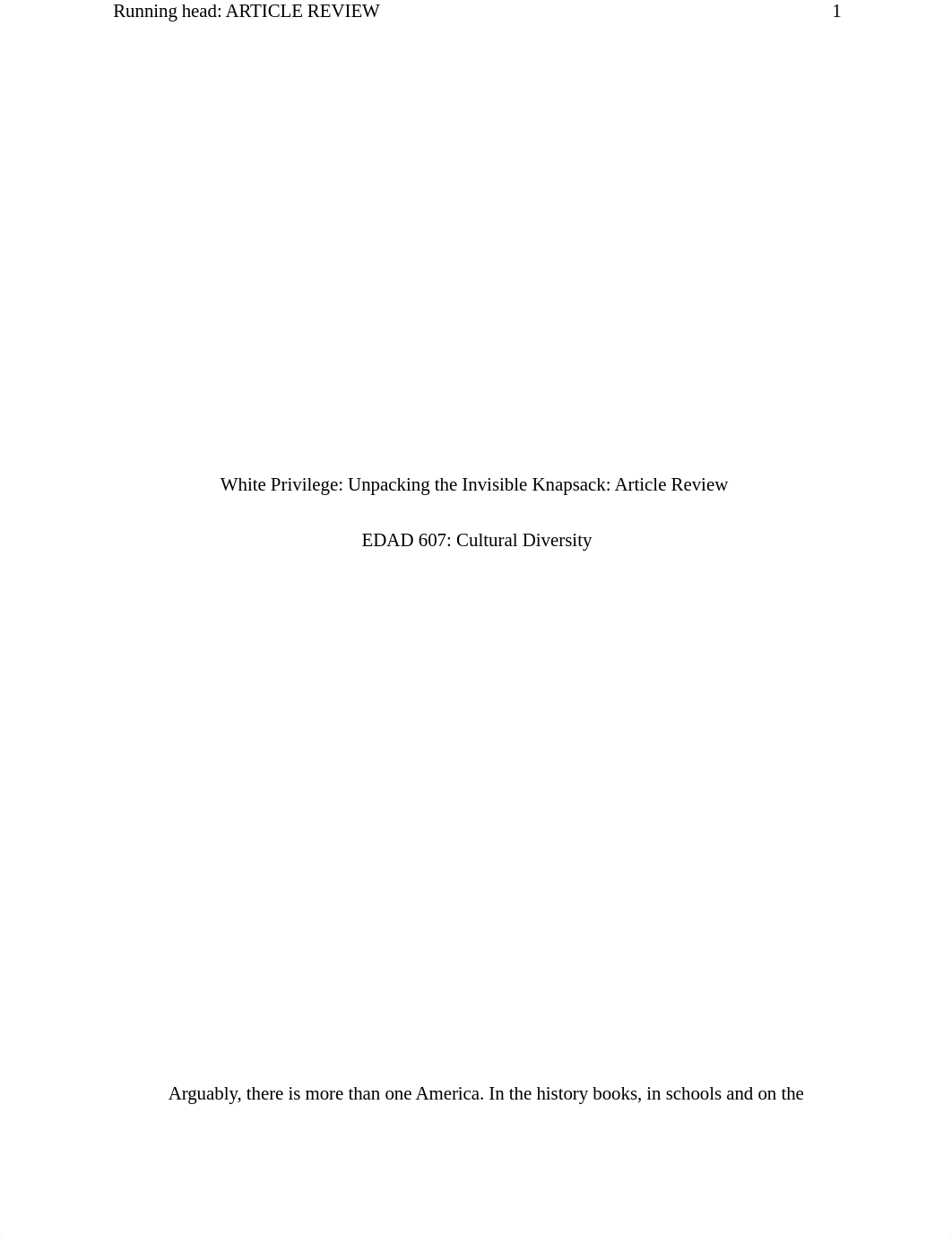 White Privilege_ Unpacking the Invisible Knapsack_ Article Review.docx_dotaampwun3_page1