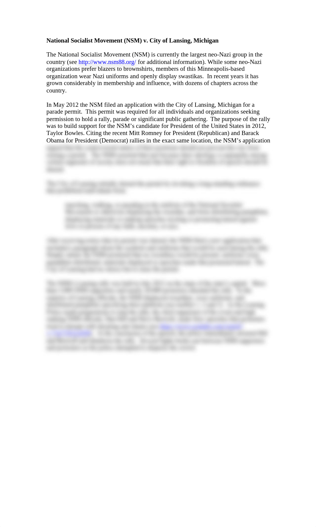 National Socialist Movement (NSM) v. City of Lansing, Michigan.(1)_dour933bcn5_page1