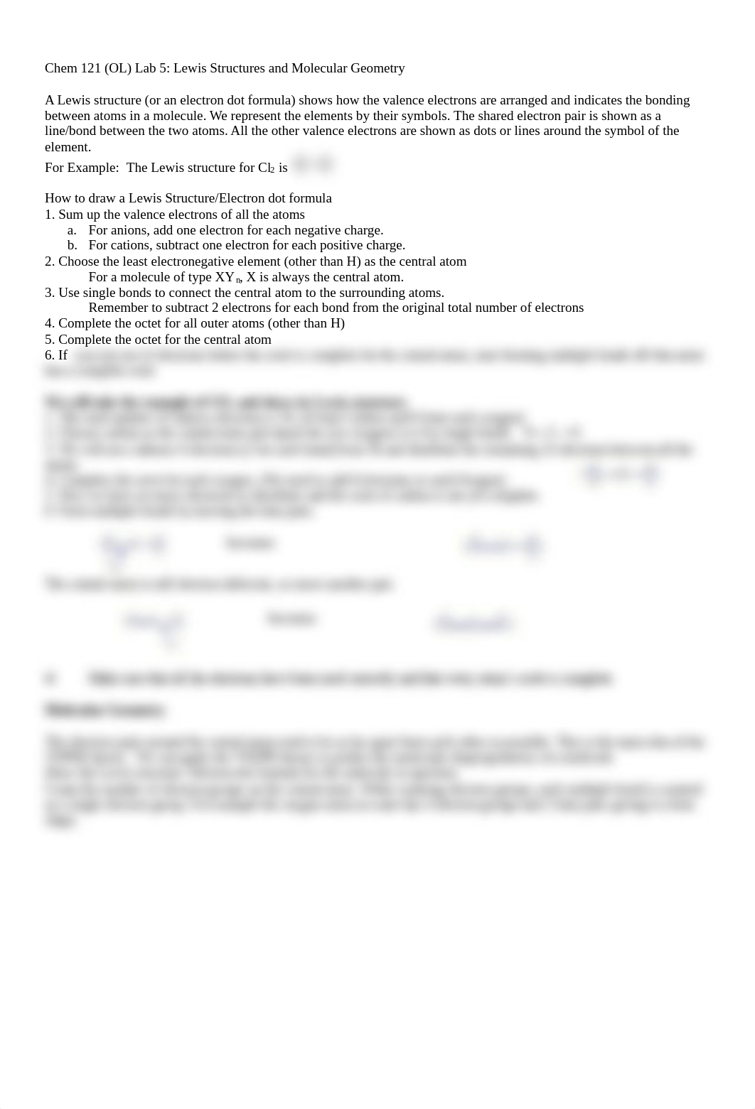 121 (OL) Lab 5 Lewis Structures and Molecular Models (2).pdf_dovpjx6d1ym_page1