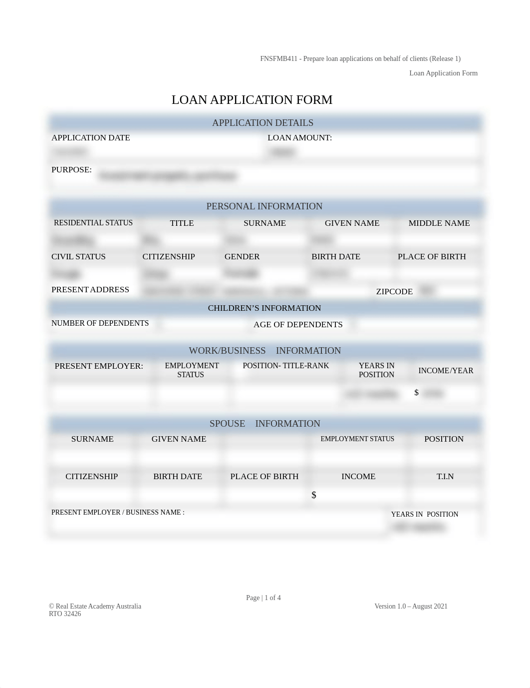 REAA - FNSFMB411- Home Loan Application -Marie REAA v1.0.pdf_dow90wdirhd_page1