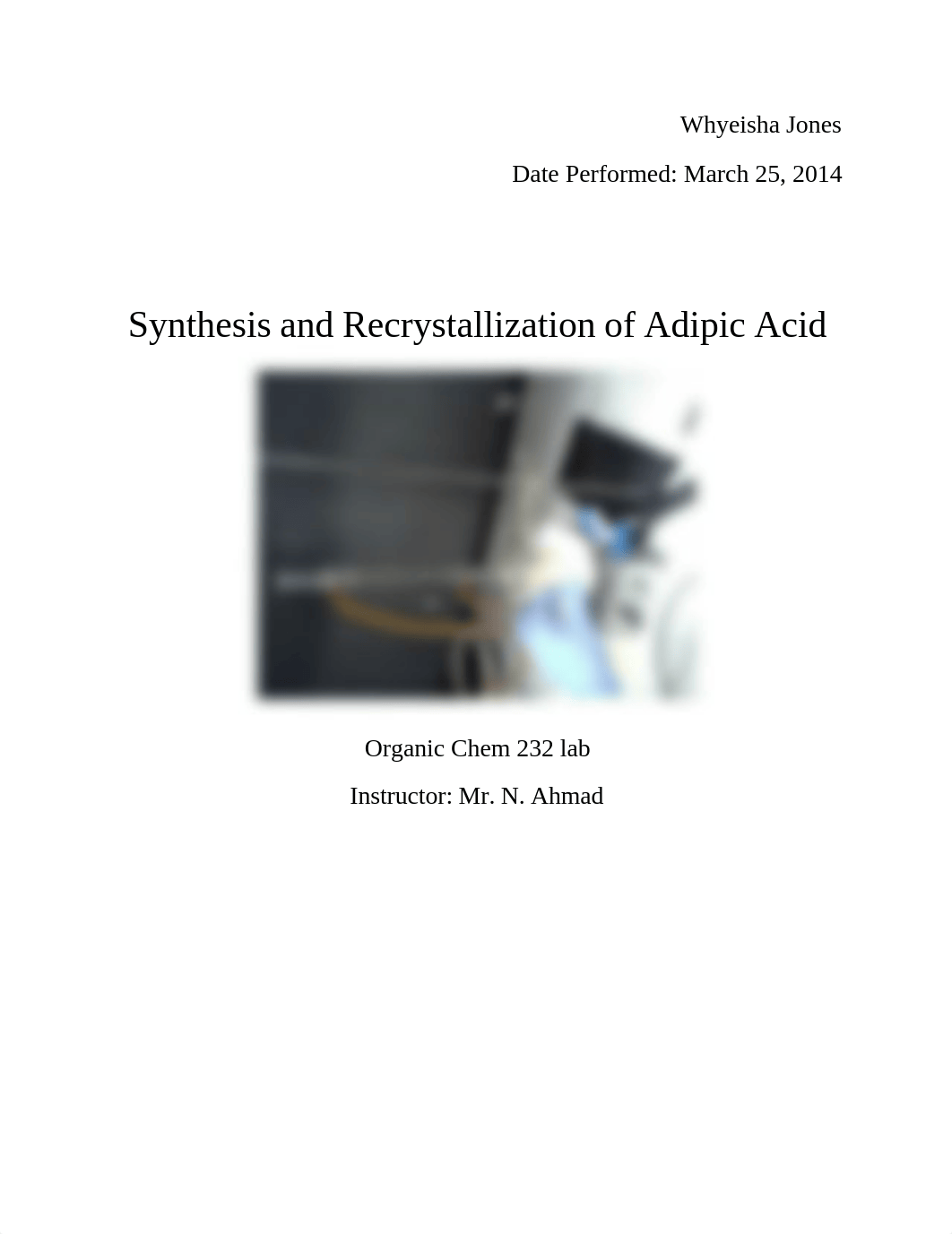 Synthesis and Recrystallization of Adipic Acid lab_dowrsyp50pz_page1