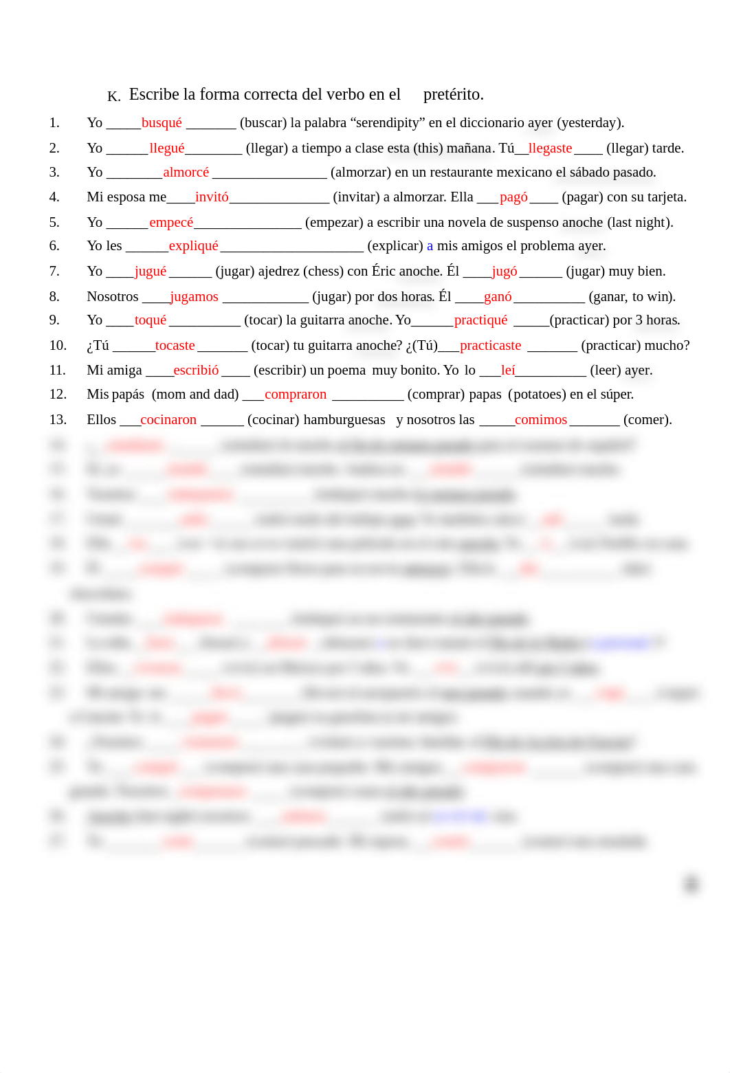 Verbos Regulares en Preterito Section K Answer Key.docx_dowx11d8gfw_page1