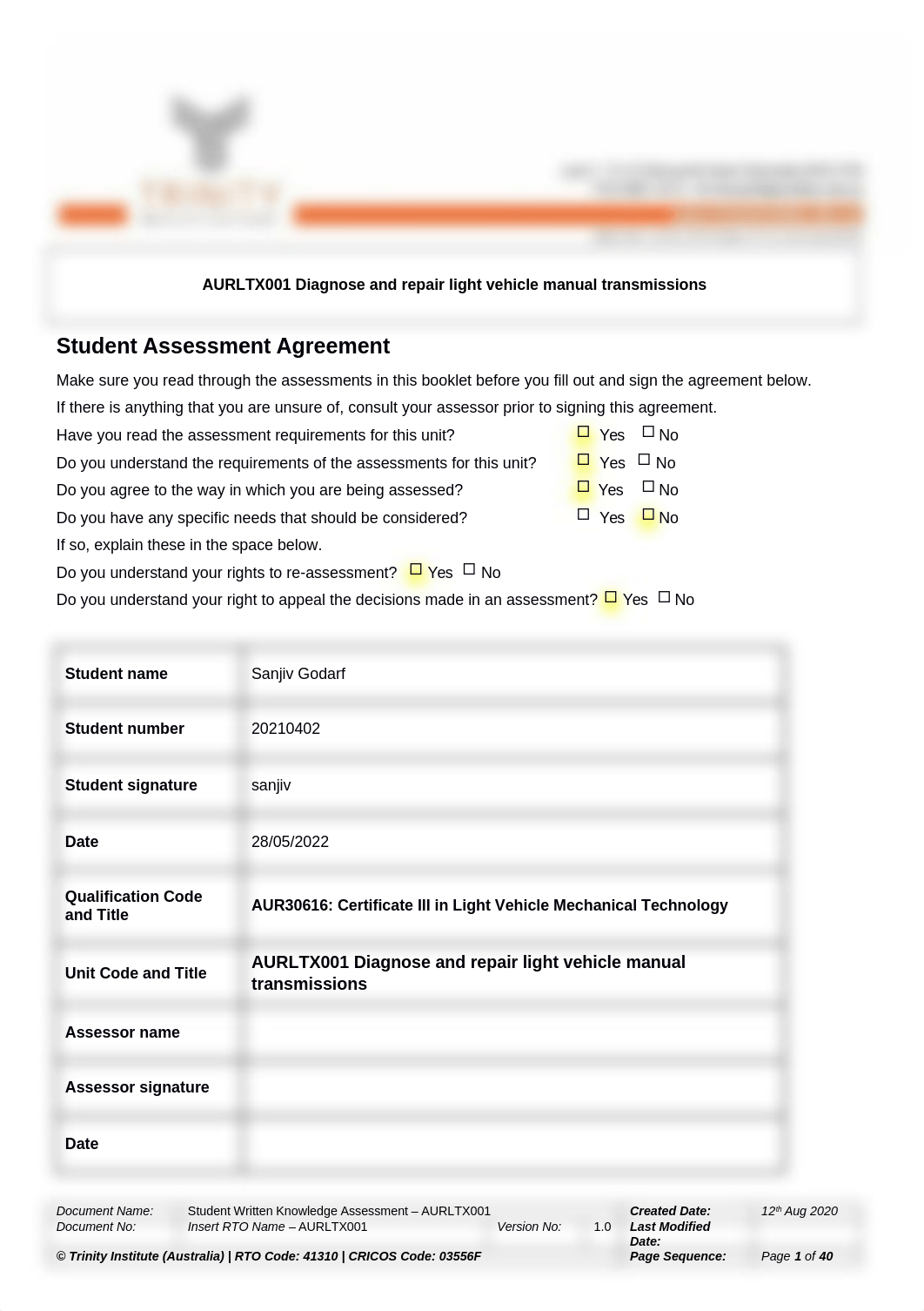 AURLTX001_Assessment 1_Written Knowledge Question_V2 (1).docx_dox1spkt5y2_page1