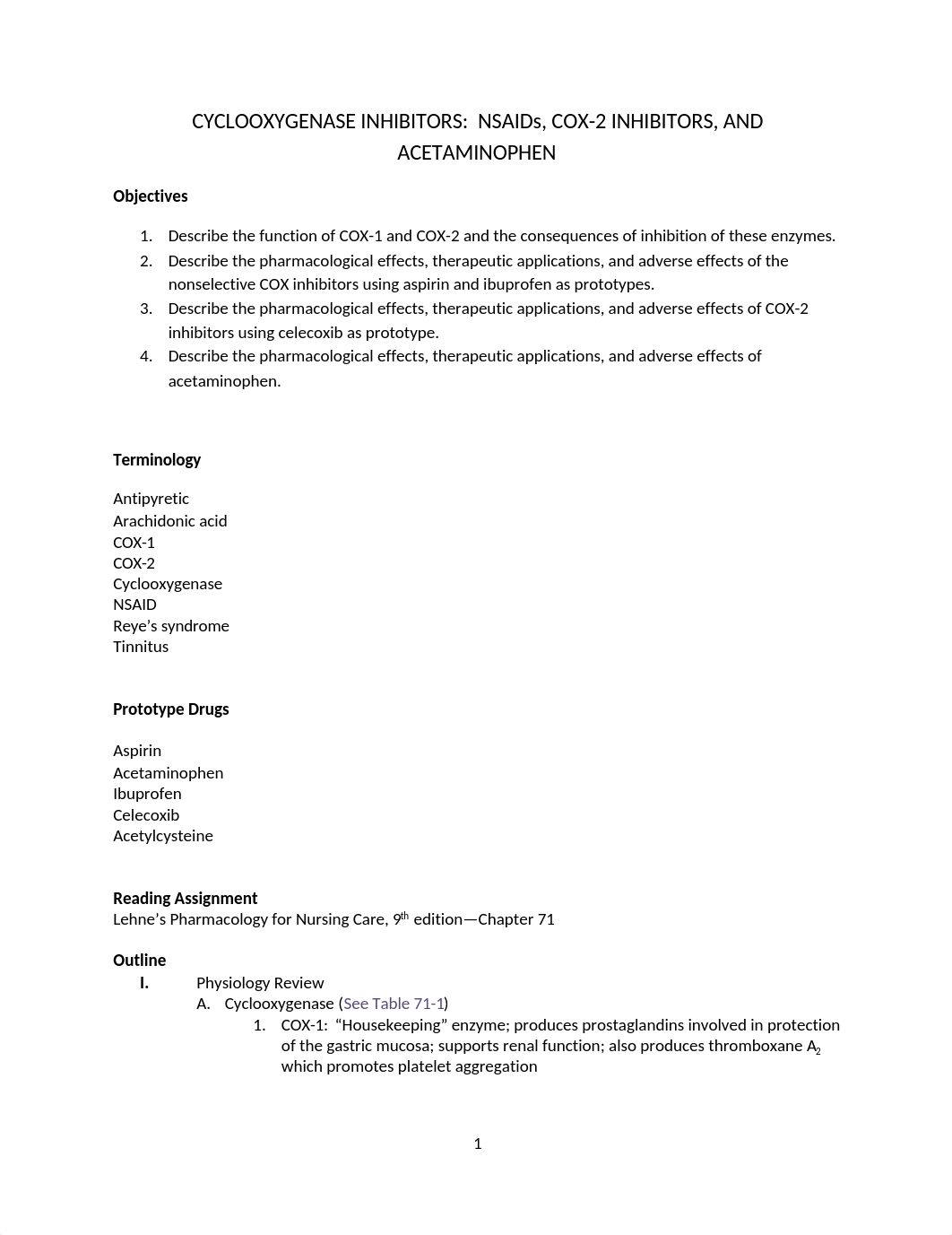 Cyclooxygenase Inhibitors-Chapter 71 Outline.docx_doxt1ssh2wj_page1