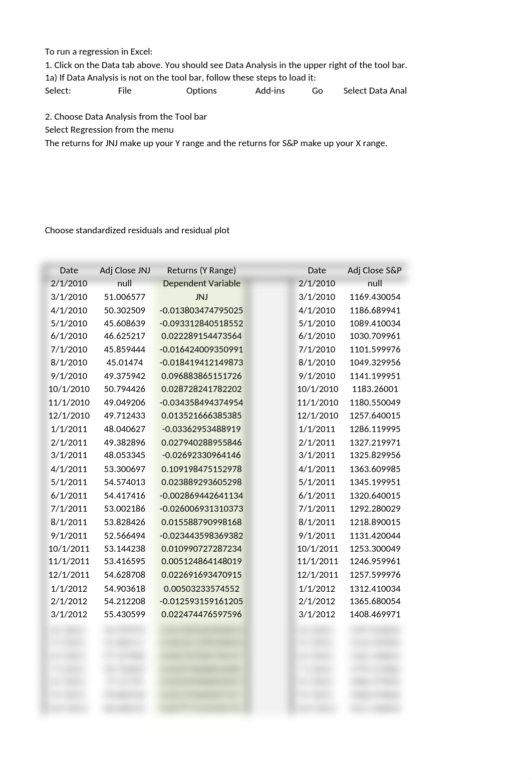 MBA 585 Week 3 Ch 6 Beta Calculation Example JNJ (2).xlsx_doy7goyajbe_page1