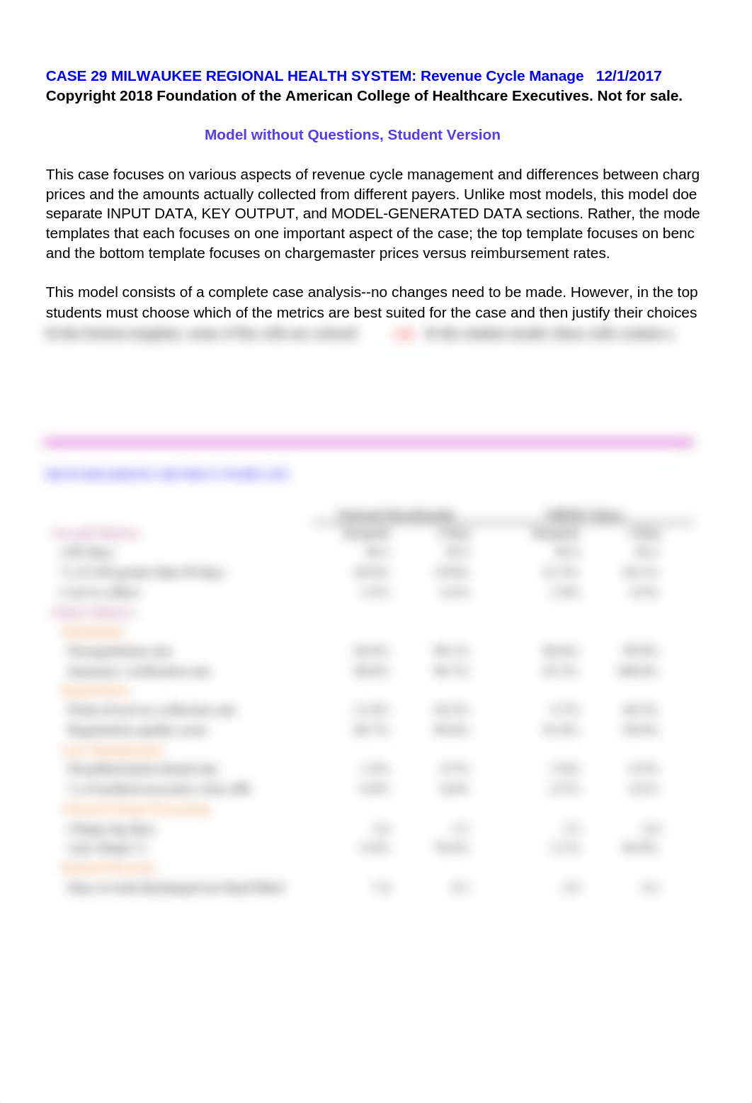 Case 29 Milwaukee Regional Health System - Student - 6th edition.xlsx_doyd1zdw7op_page1