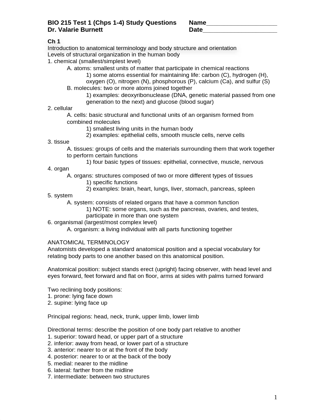 BIO 215 Test 1 (Chps 1-4) Study Questions & Guide .doc_doywrnvr6dv_page1