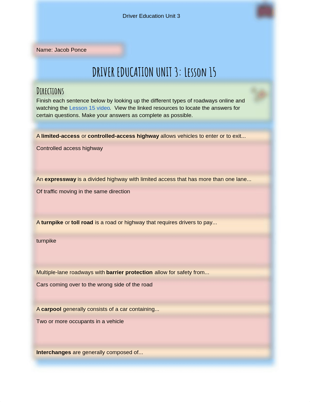 Driver Education Unit 3 Lesson 15 and Review .docx_dozzvxcdof8_page1