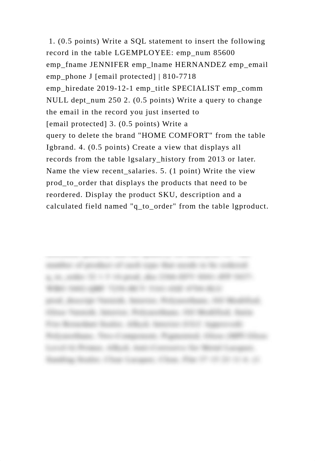 1. (0.5 points) Write a SQL statement to insert the following record .docx_dp0wz0fxi80_page2