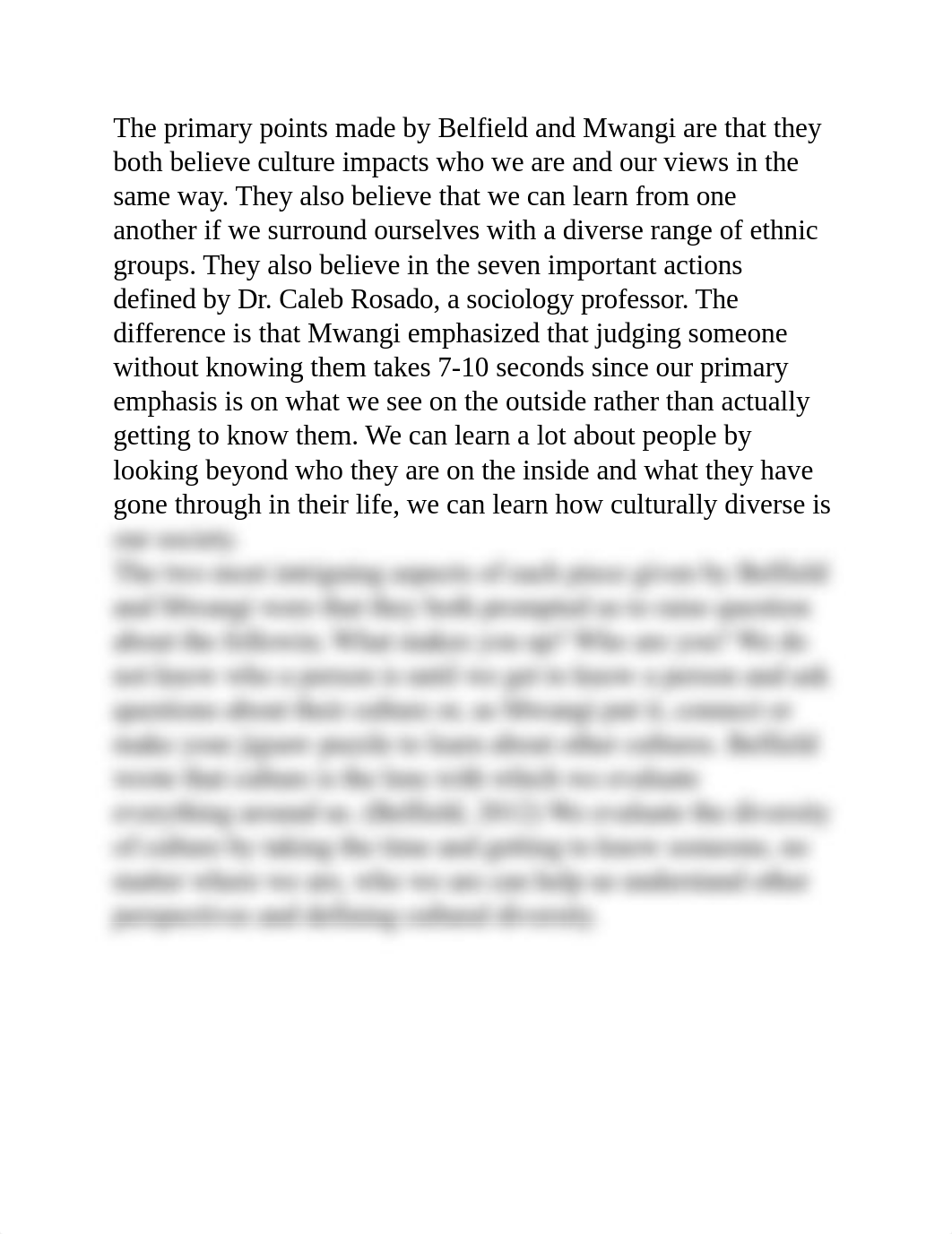 The primary points made by Belfield and Mwangi are that they both believe culture impacts who we are_dp0zzzlg0mz_page1