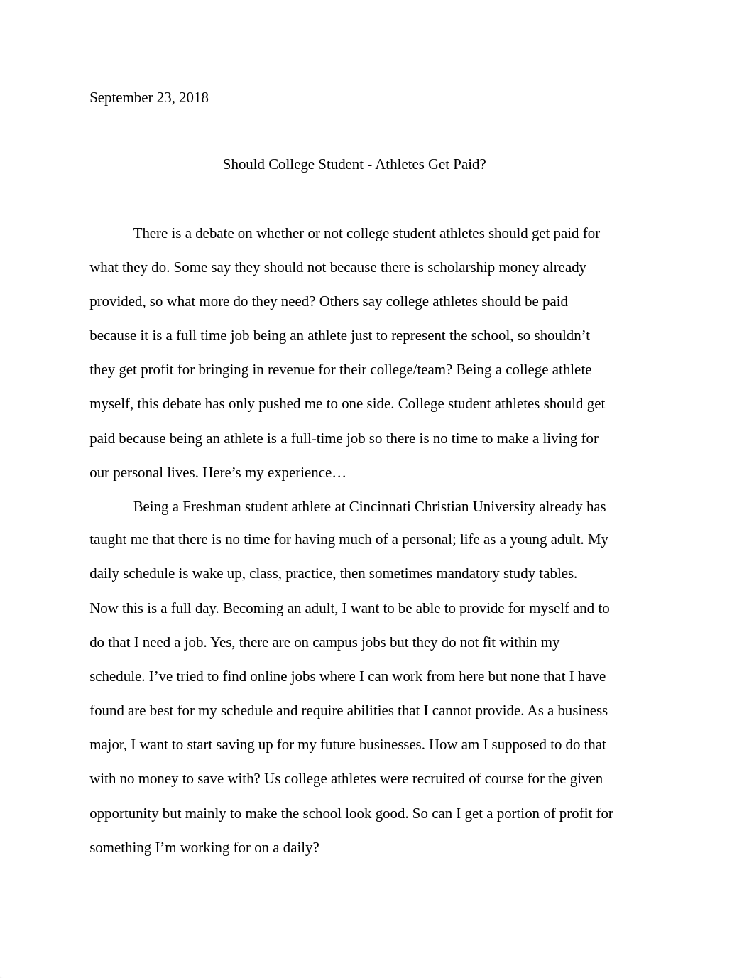 College English 1 - Should College Student-Athletes Get Paid?_dp15a23dmp1_page1