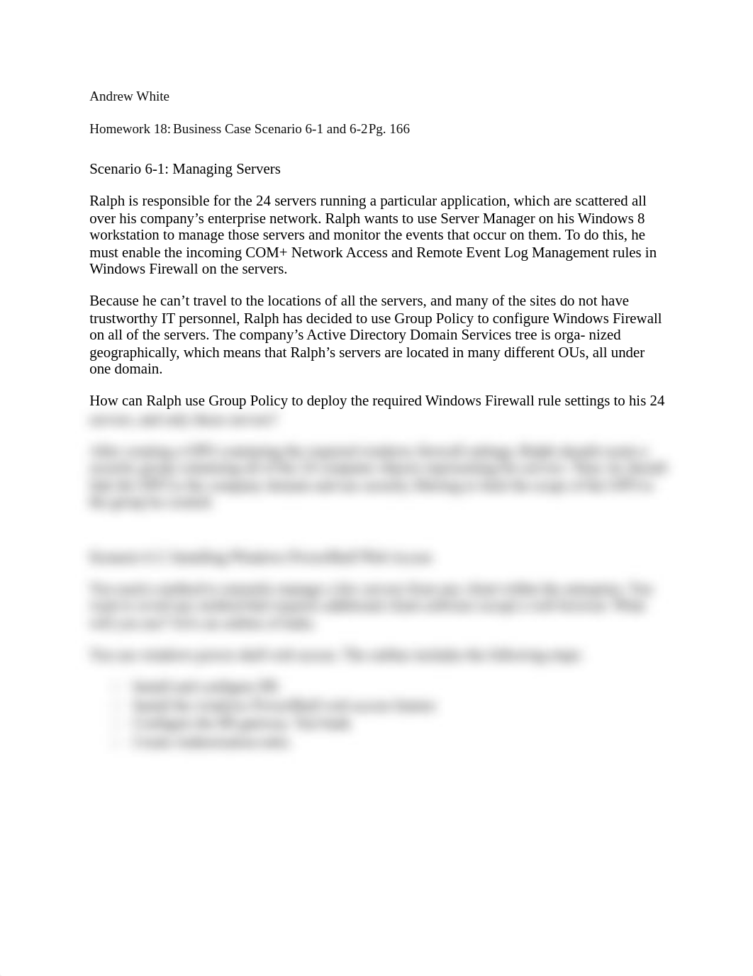 Andrew White Homework 18 Business Case Scenario 6-1 and 6-2 Pg. 166.docx_dp19ixpd7vi_page1