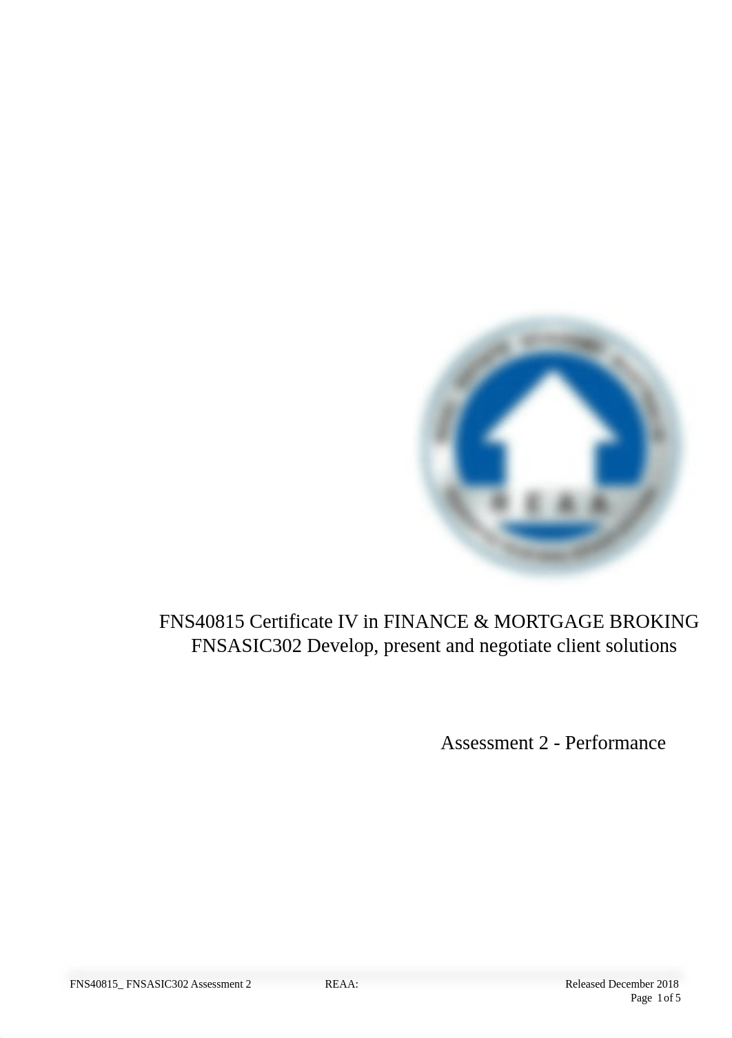 REAA FNS40815_FNSASIC302_Assessment 2_Performance.pdf_dp1jcl5tv7f_page1