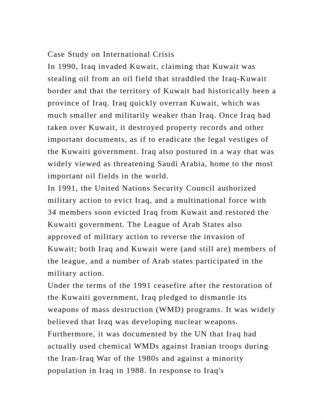 Case Study on International CrisisIn 1990, Iraq invaded Kuwait, cl.docx_dp2lvegkj5h_page2