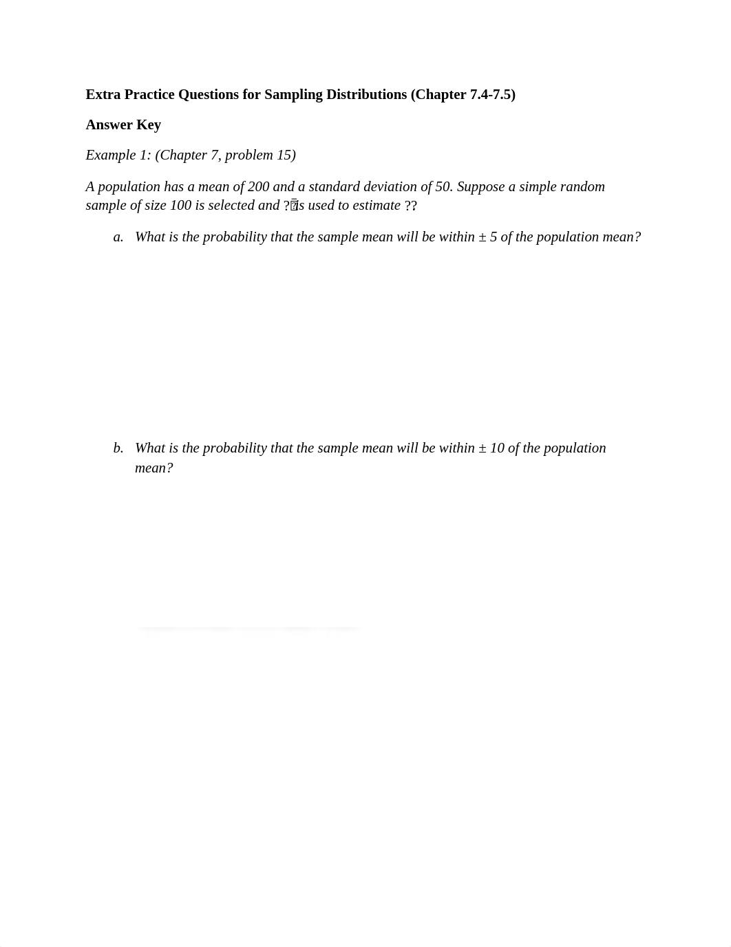 Extra Practice Questions for Sampling Distributions_Answer Key.pdf_dp2tt0zigc3_page1