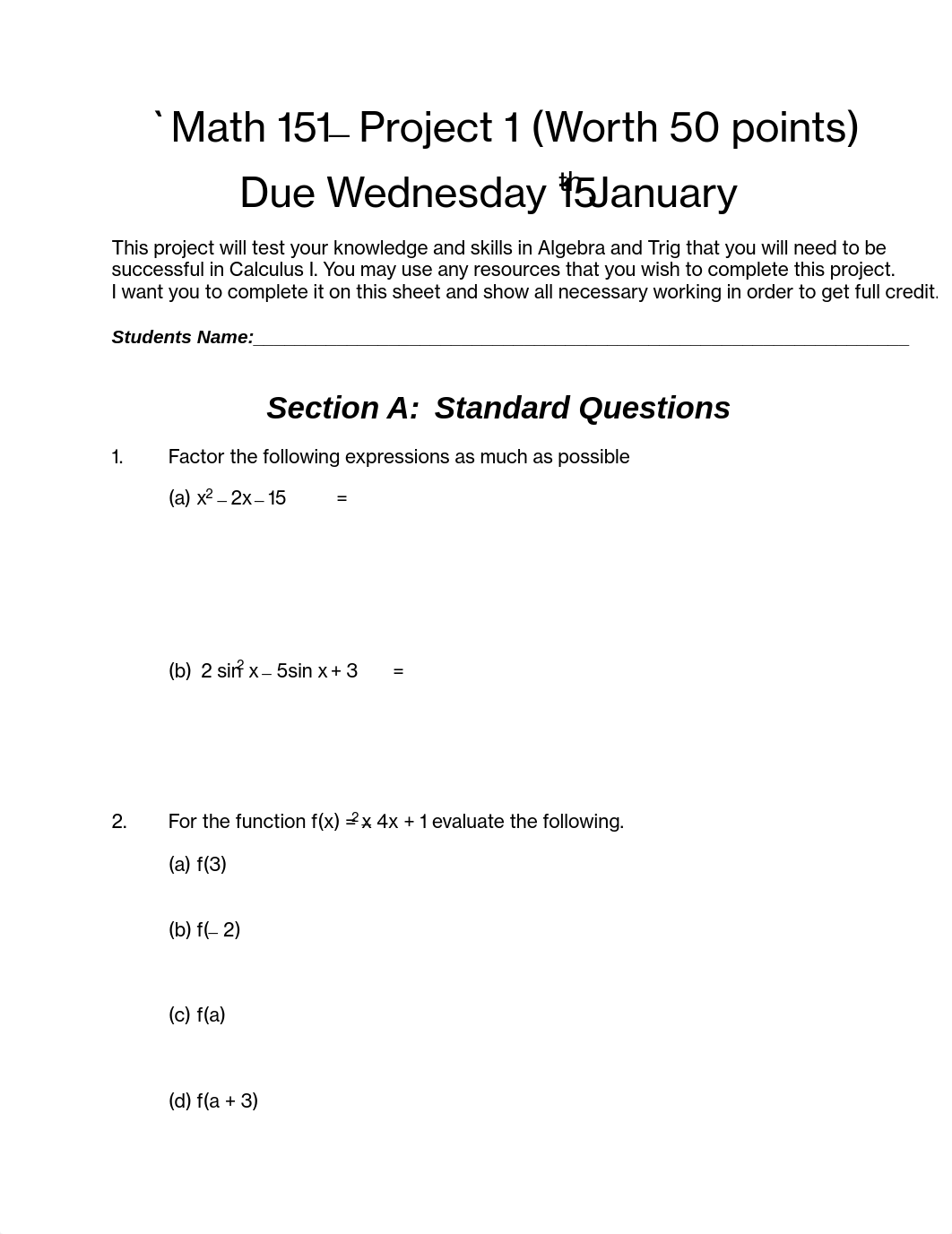 Math 151 Project 1 and Solutions Winter 2014_dp41my3ms5b_page1