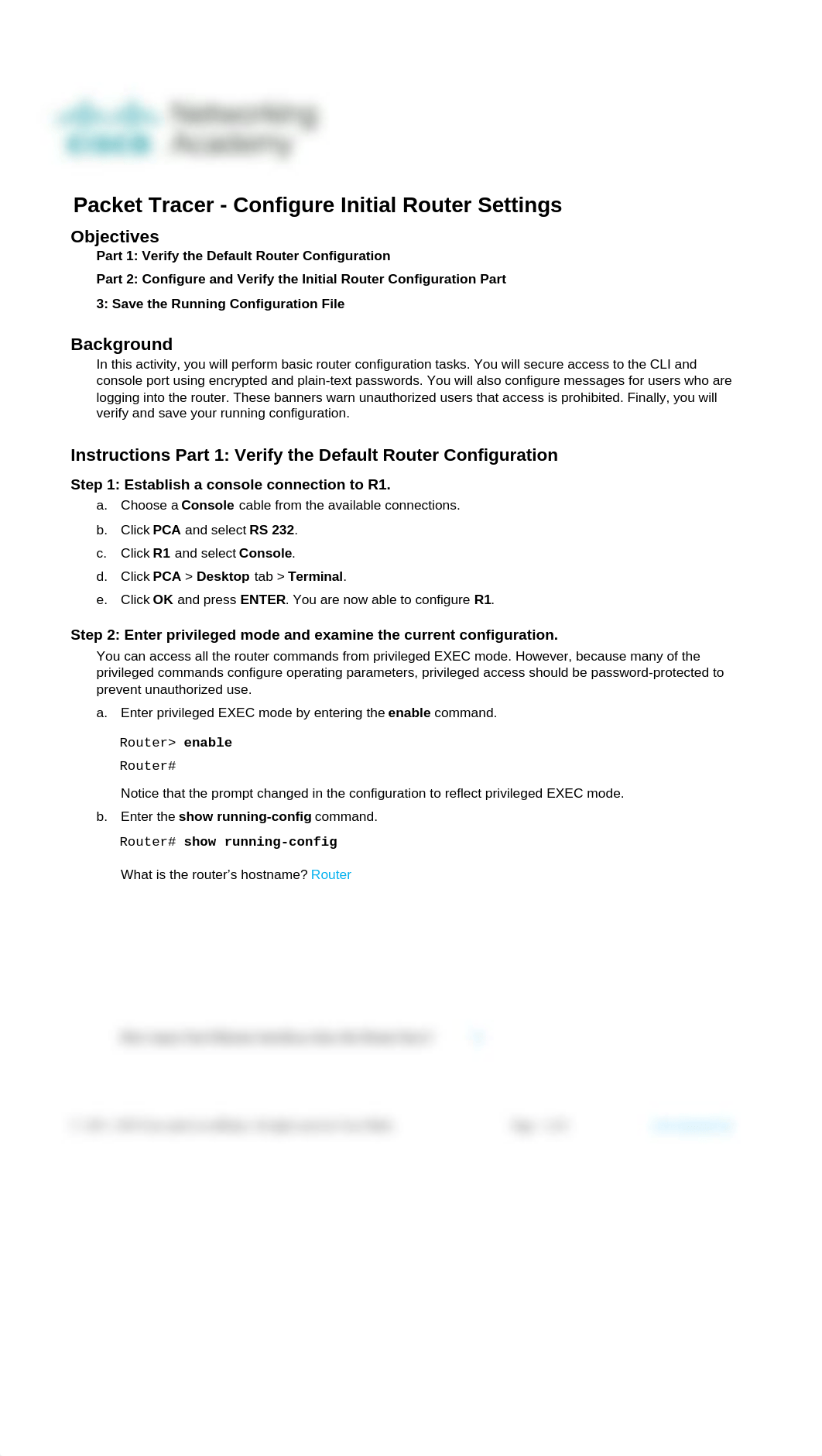 10.1.4 Packet Tracer - Configure Initial Router Settings.docx_dp48t4p674u_page1