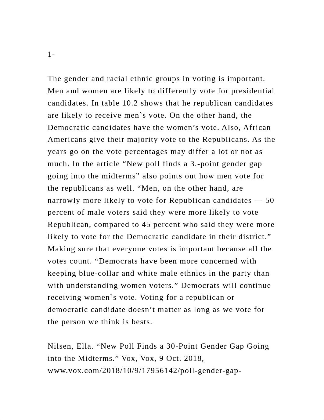 1- The gender and racial ethnic groups in voting is important. M.docx_dp5amdb7e9k_page2