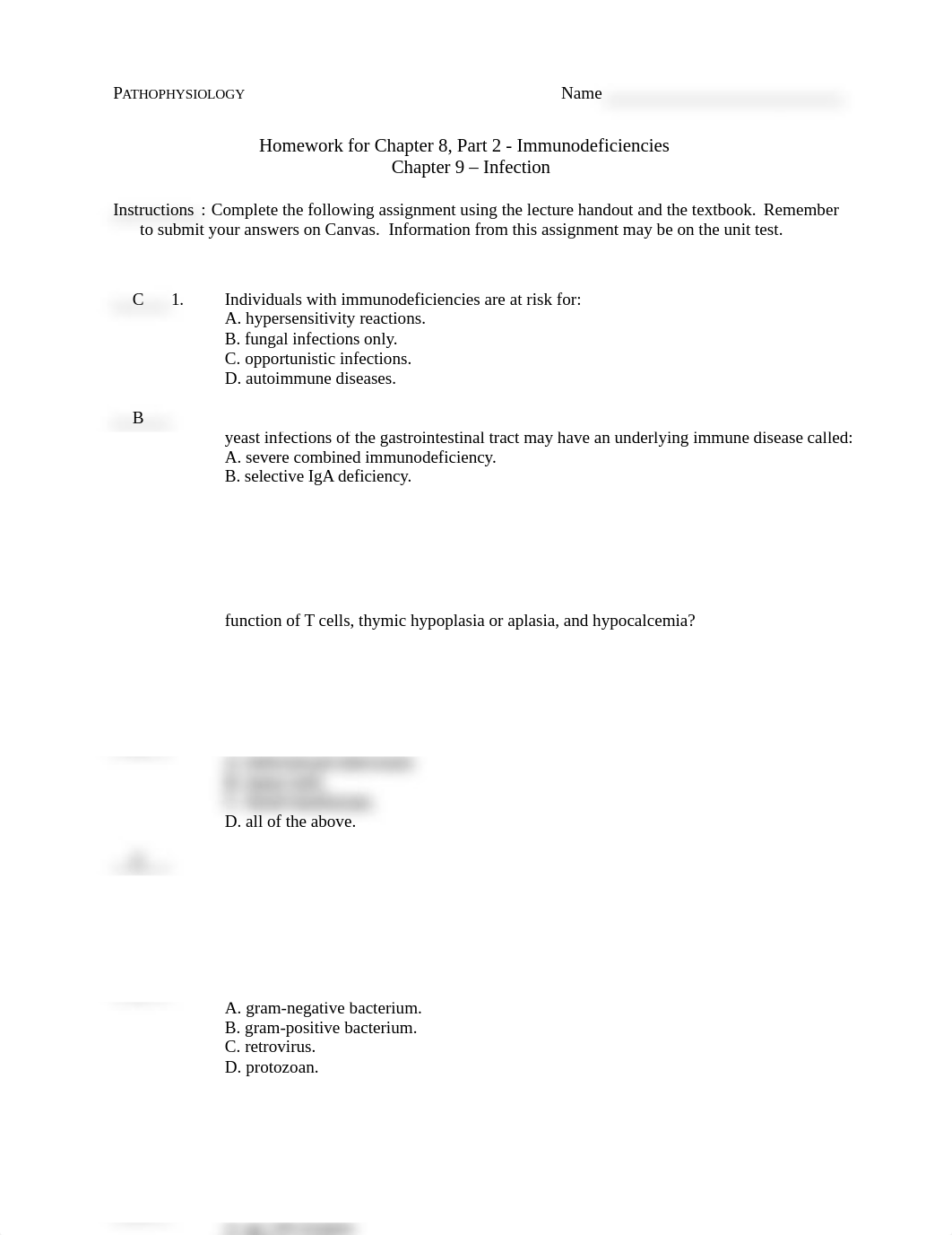 PATHO 6.4 Homework for Chapter 8 and 9 Immune Deficiencies and Infection - 7th ed.docx_dp69gc0frij_page1