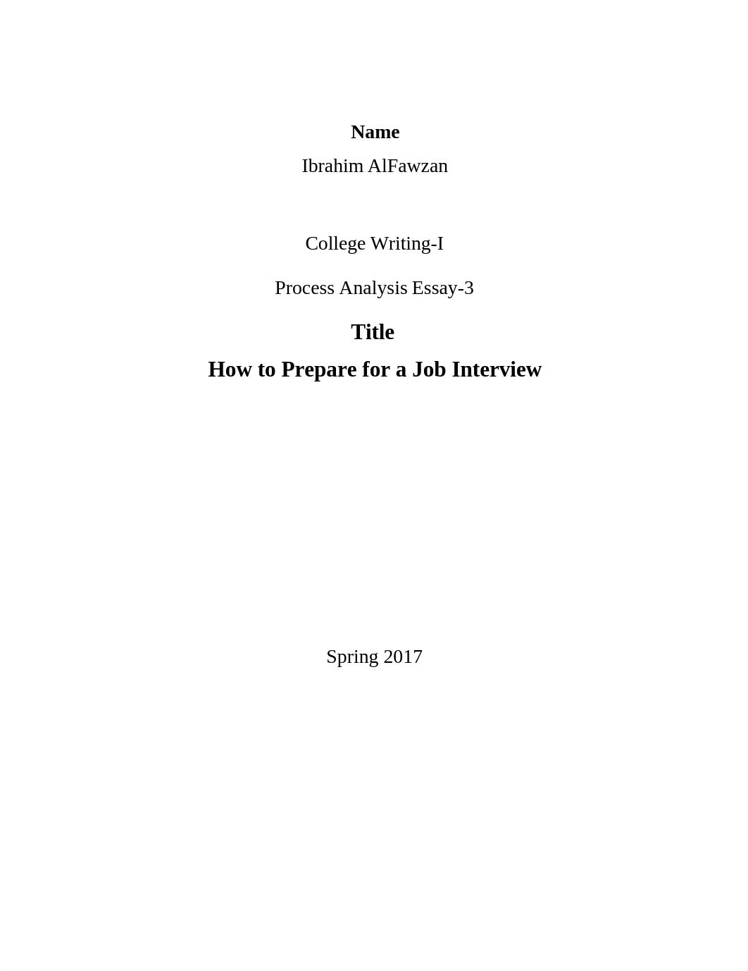 Ibrahim Alfawzan Process Analysis Essay on How to prepare for a job interview Final Draft.docx_dp7lrmj4afw_page1