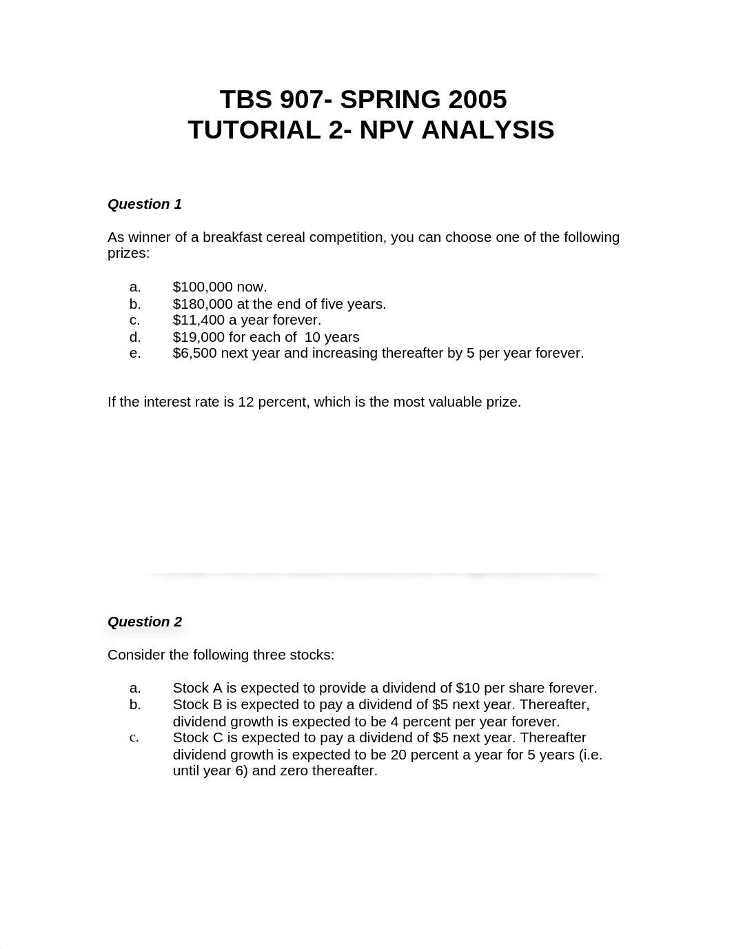 TBS 907-Spring 2005 - Tutorial 2- NPV Analysis- Solutions_dp7ztjfxw7x_page1