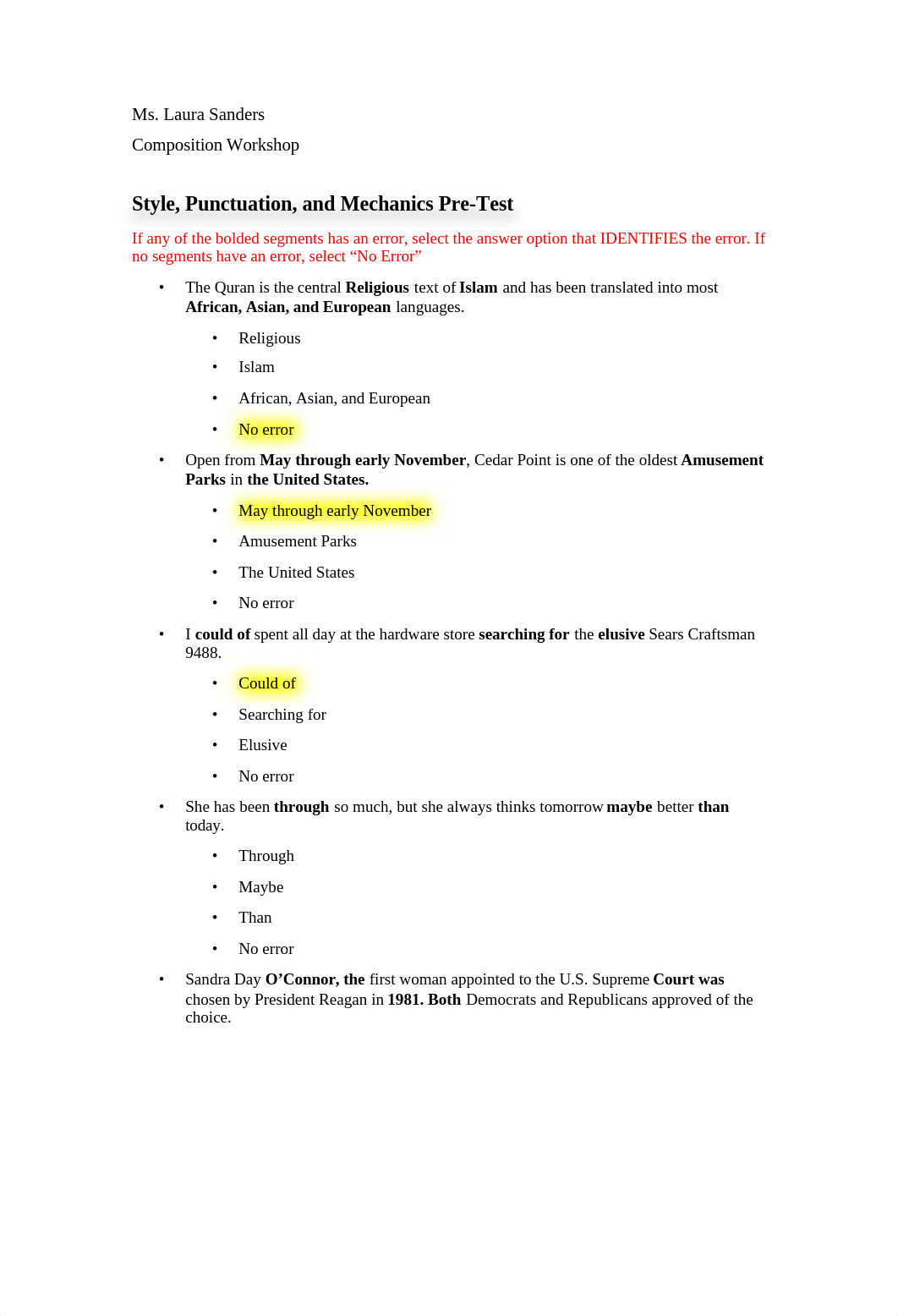 Style, Punctuation, and Mechanics Pretest Exercises.docx_dpa221pkrad_page1