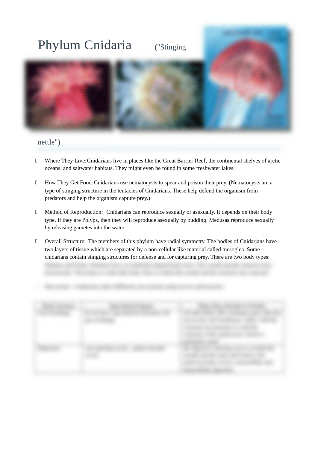 Phylum Cnidaria (COMPLETE)_dpa5sz920pi_page1