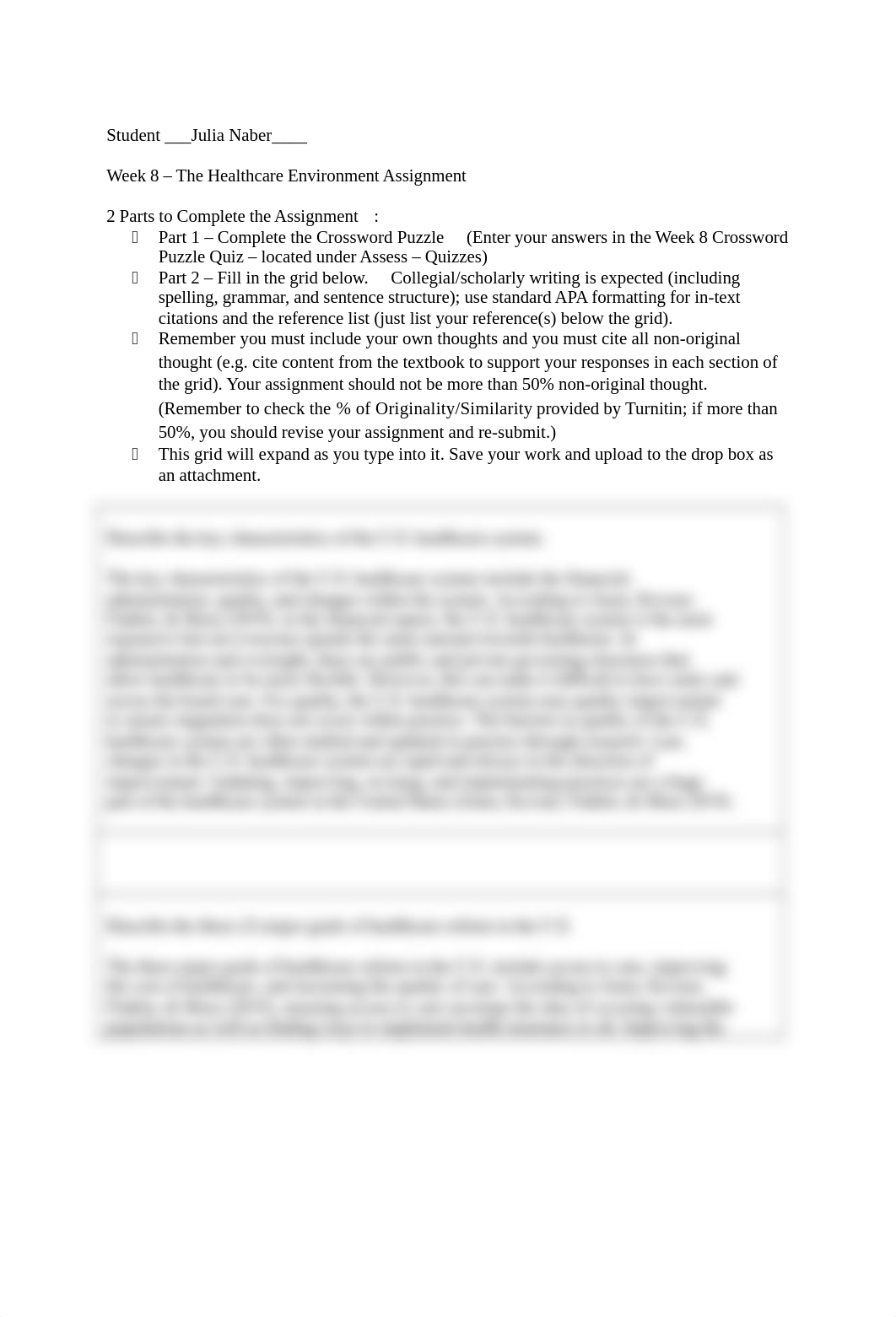 Week 8 - The Healthcare Environment Assignment - Step 2 Grid.docx_dpao6pj1nxm_page1