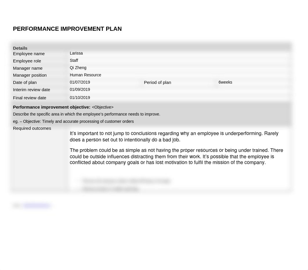 BSBMGT502 SD Performance Improvement Plan template (ID 124316).docx_dpb4pd9dd50_page1