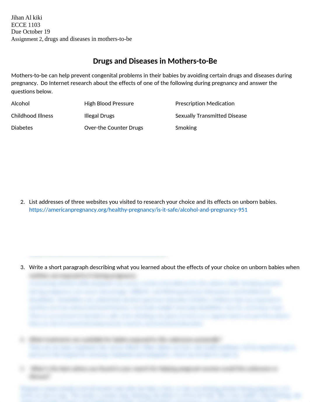 assigment 2, Drugs and Diseases in Mothers to Be.docx_dpbw3vdv0ui_page1