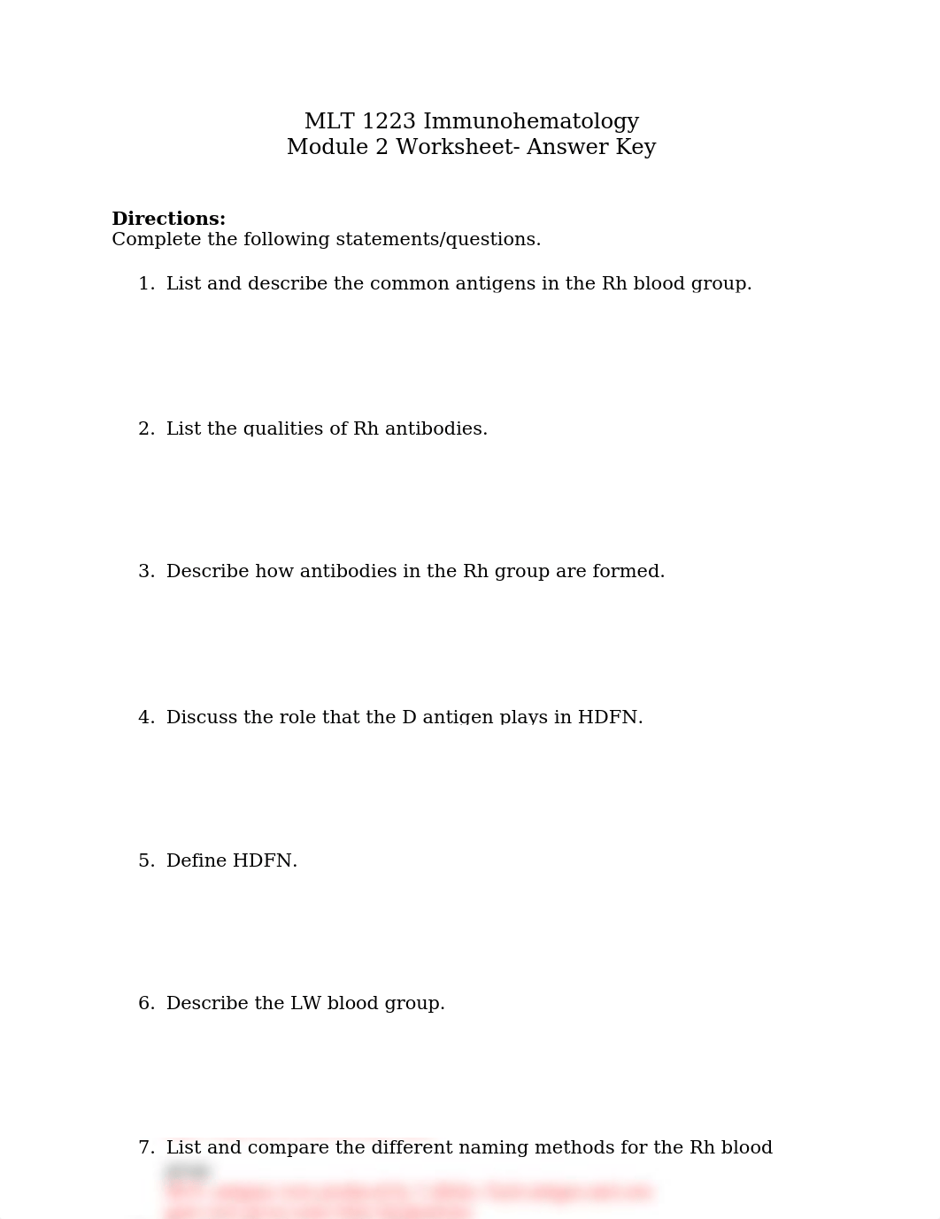 MLT 1123 Immunohematology Module 2 Worksheet Answer Key.docx_dpcjjem0l29_page1