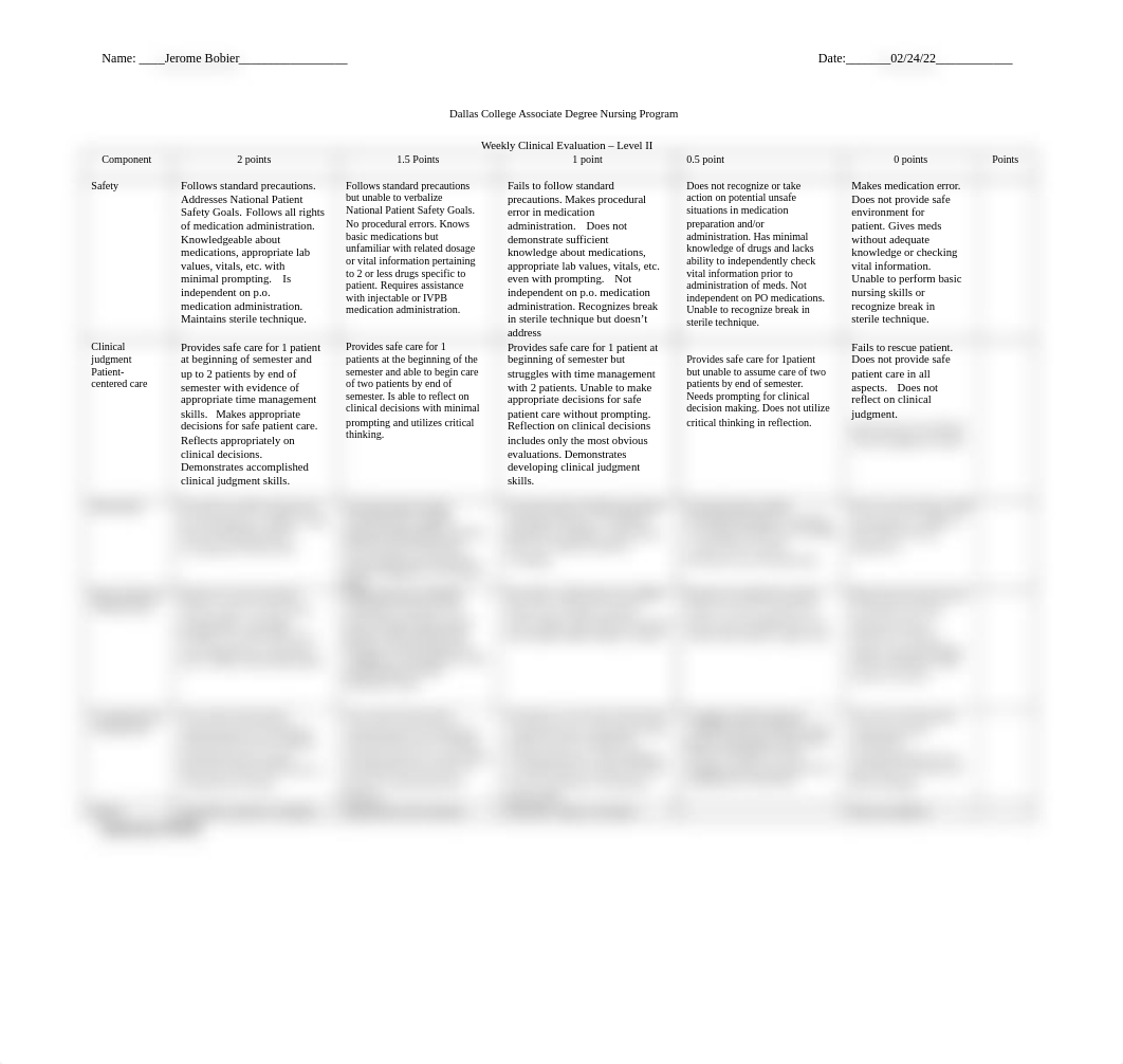 Jerome Bobier - Week 2 Clinical Evaluation and Reflection Forms.docx_dpcwkv88ck5_page1