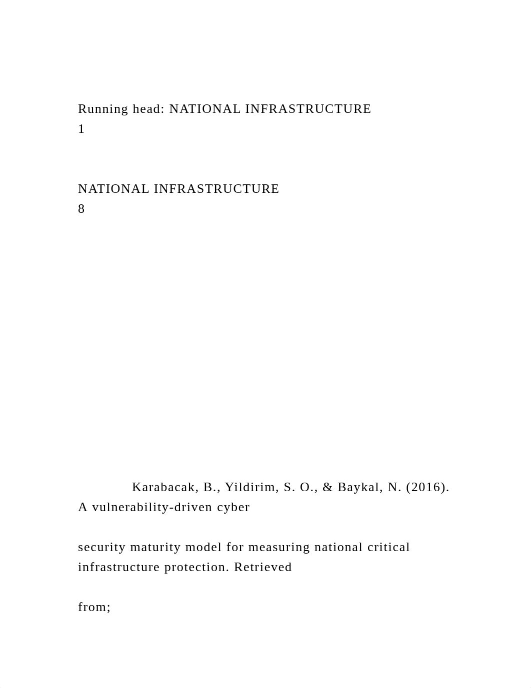 Running head NATIONAL INFRASTRUCTURE                             .docx_dpczyo635us_page2