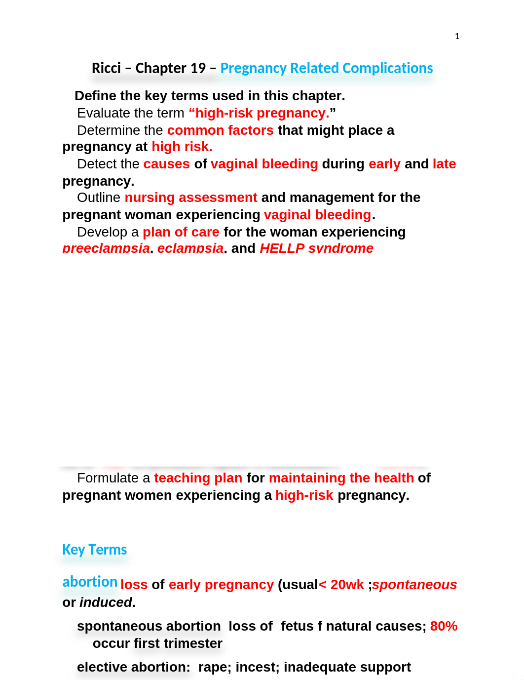 Ricci - Chapter 19 - Pregnancy Related Complications.docx_dpdobqy9qkc_page1