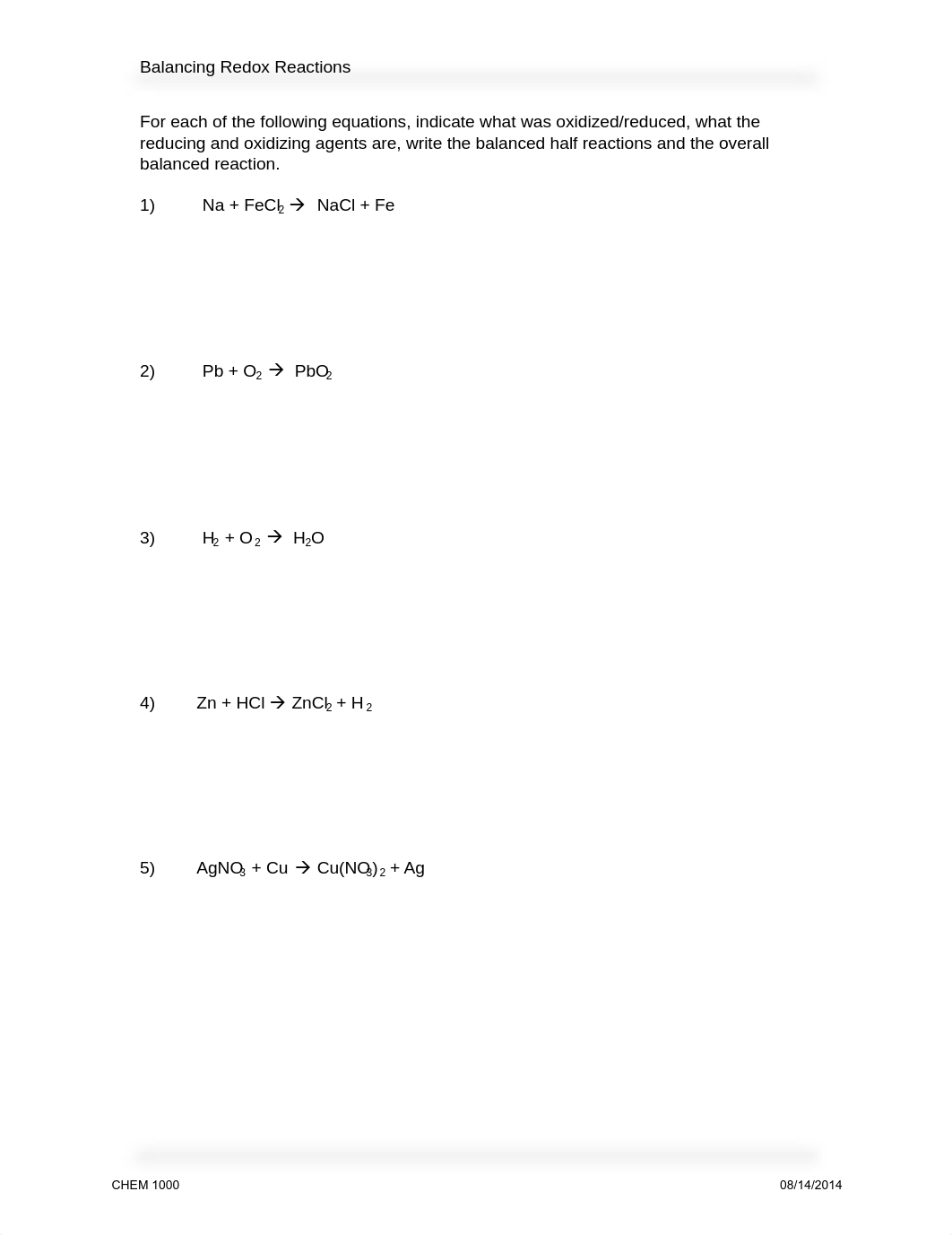 Balancing Redox Reactions Supplemental Worksheet 1.pdf_dpdt3mrtj3k_page1