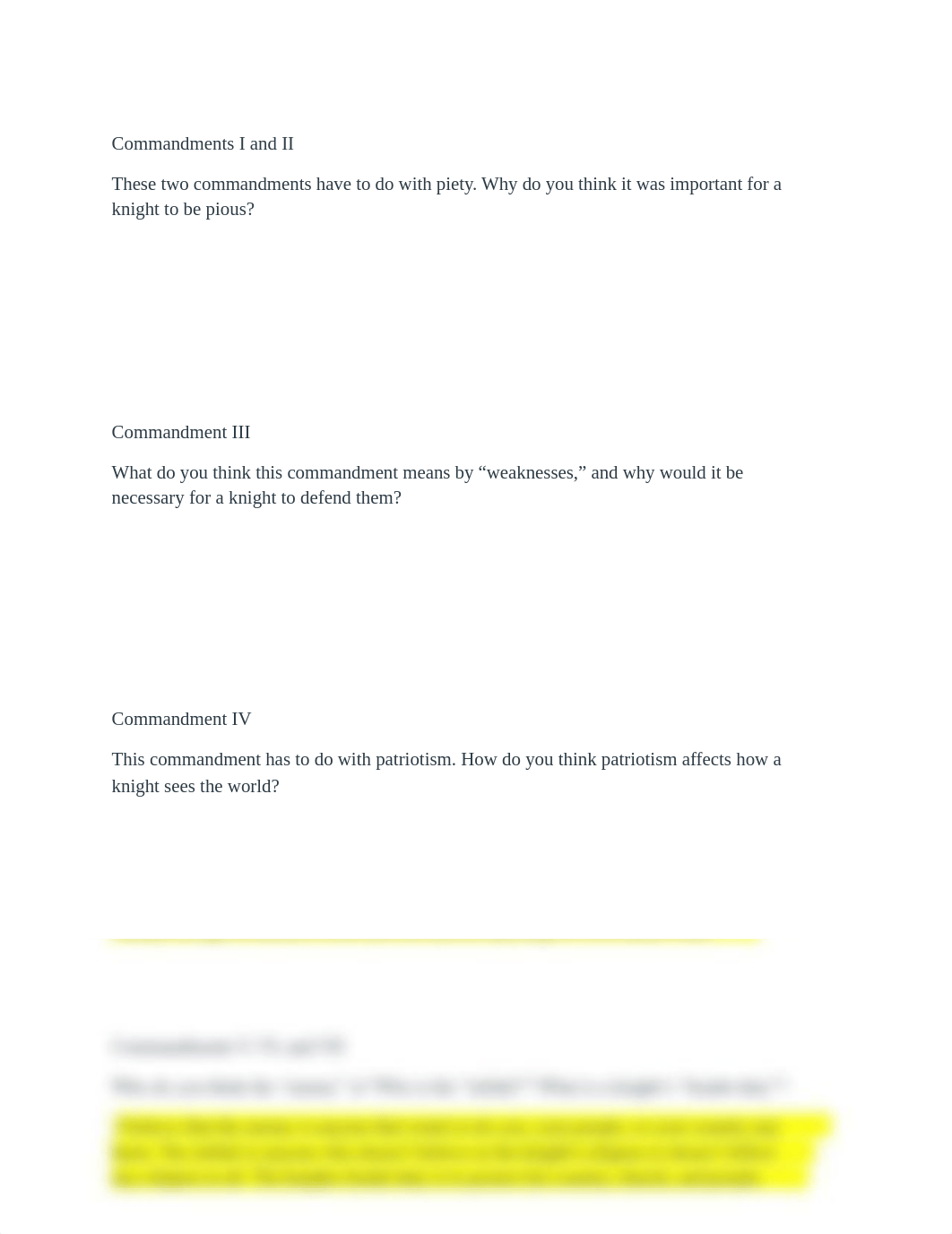 Commandments of Chivalry Notes Worksheet.pdf_dpe0nkxw195_page1
