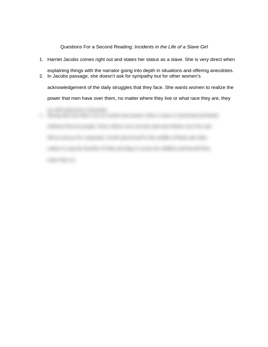 Questions For a Second Reading- Incidents in the Life of a Slave Girl.docx_dpeer4a1dvh_page1