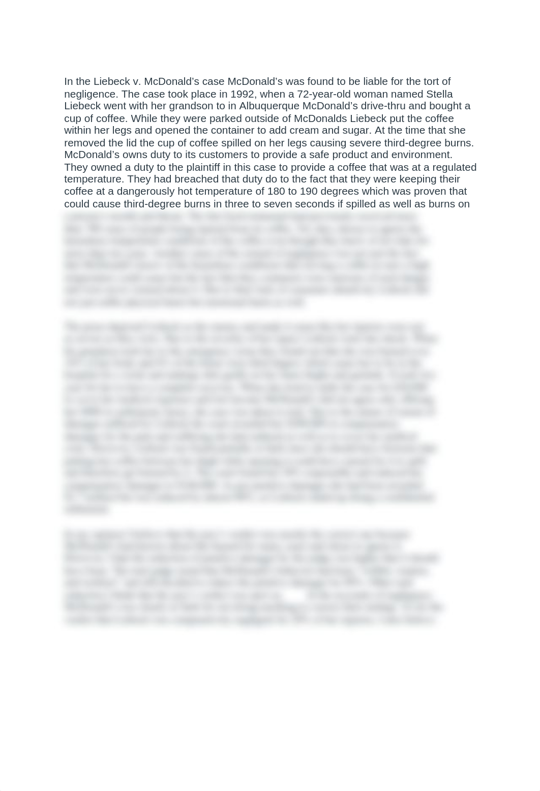 Liebeck v. McDonald's Restaurants Analysis.docx_dpfdd3ccex0_page1