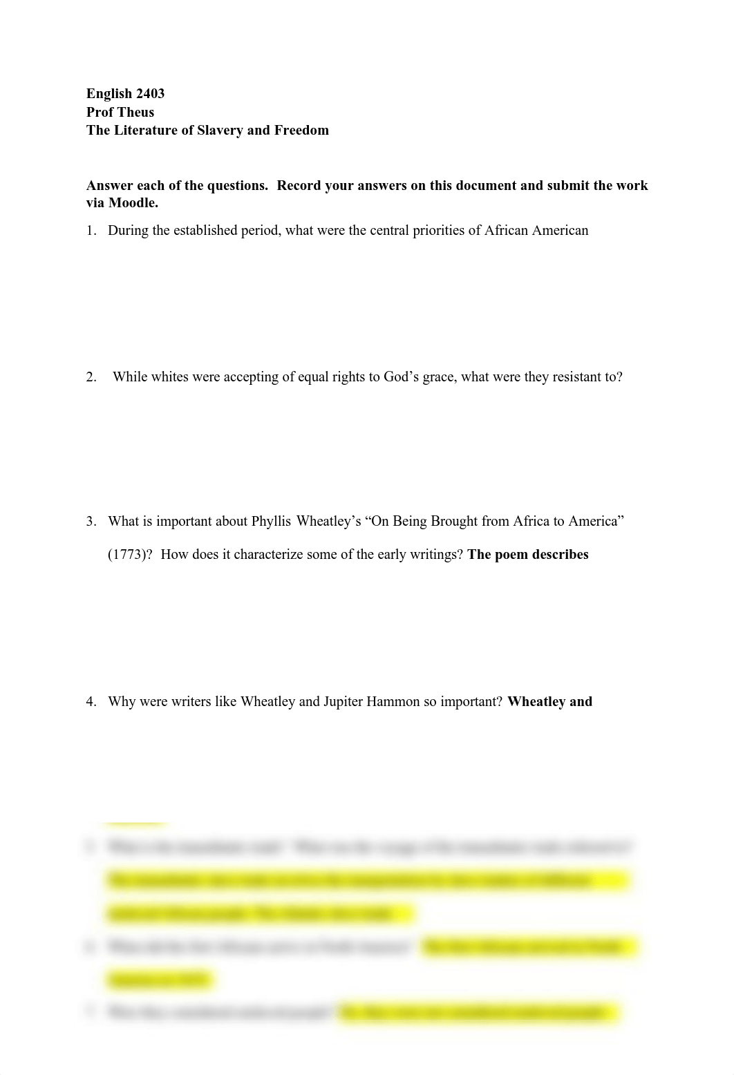 COMPLETE English 203 The Literature of Slavery and Freedom Homework Questions.pdf_dpfgbcjmw97_page1