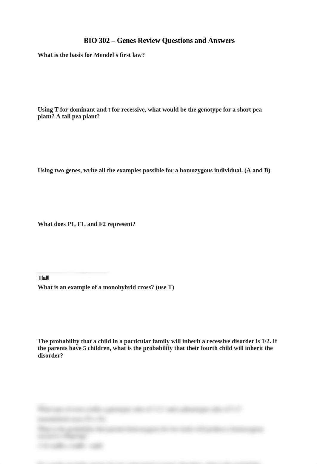 BIO 302 - Genes Review Questions and Answers_dpfh35bo2de_page1