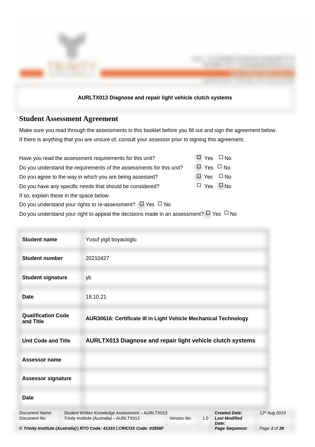 AURLTX013_Assessment 1_Written Knowledge Questions_V2.docx_dpghvwrsgd9_page1