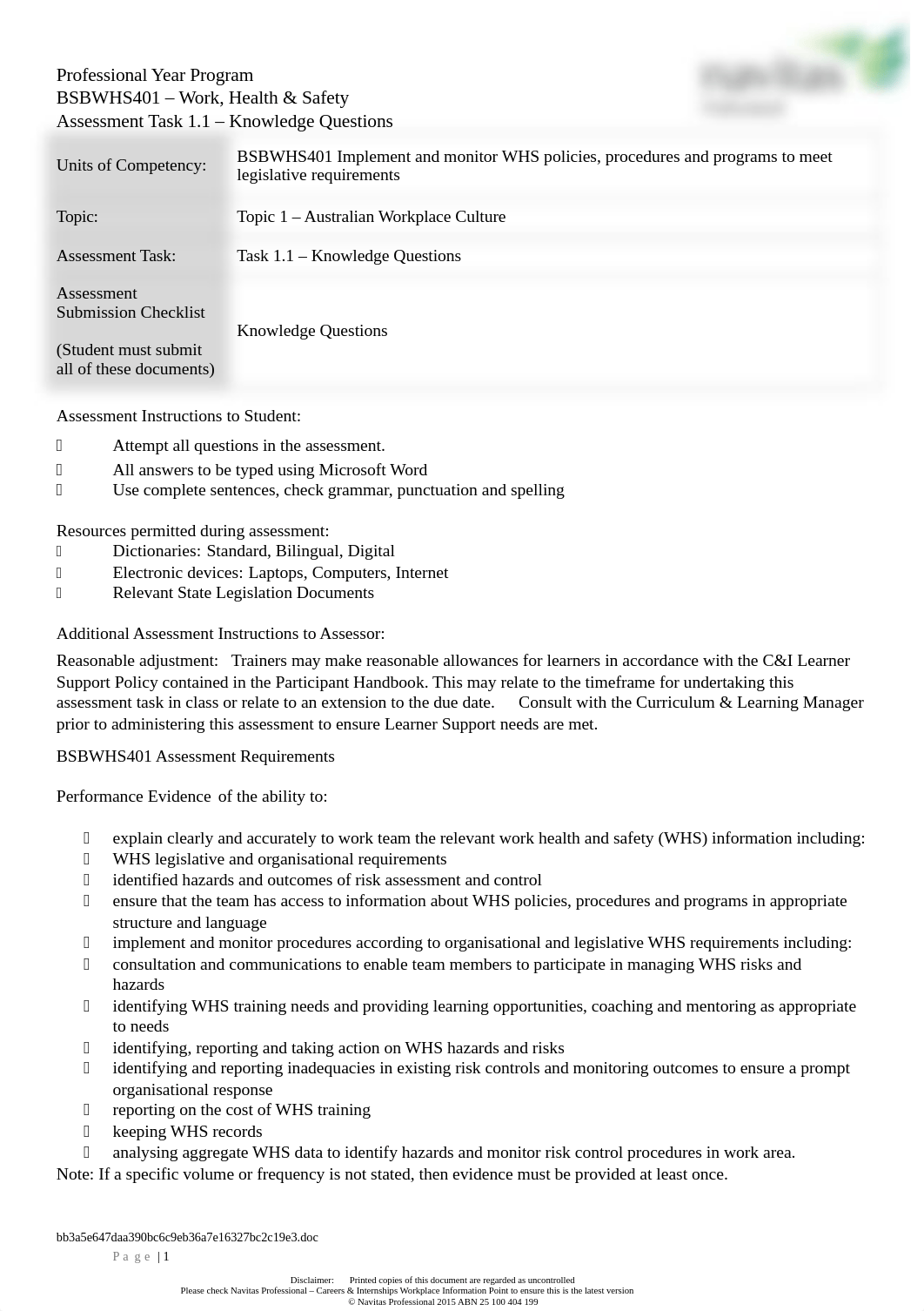 2017 Task 1.1 BSBWHS401 Assessment v5 (1).doc_dpgprf9bcjn_page1