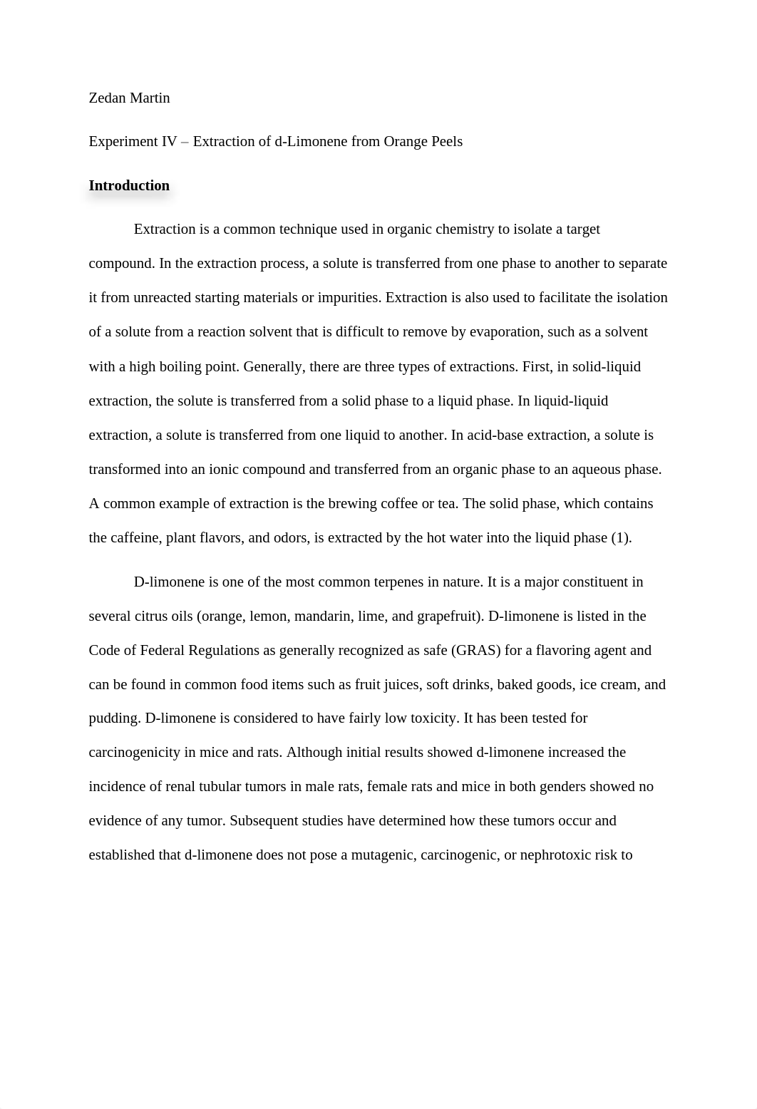 Organic Lab IV- Extraction of d-Limonene from Orange Peels.pdf_dpgptop7r9l_page1